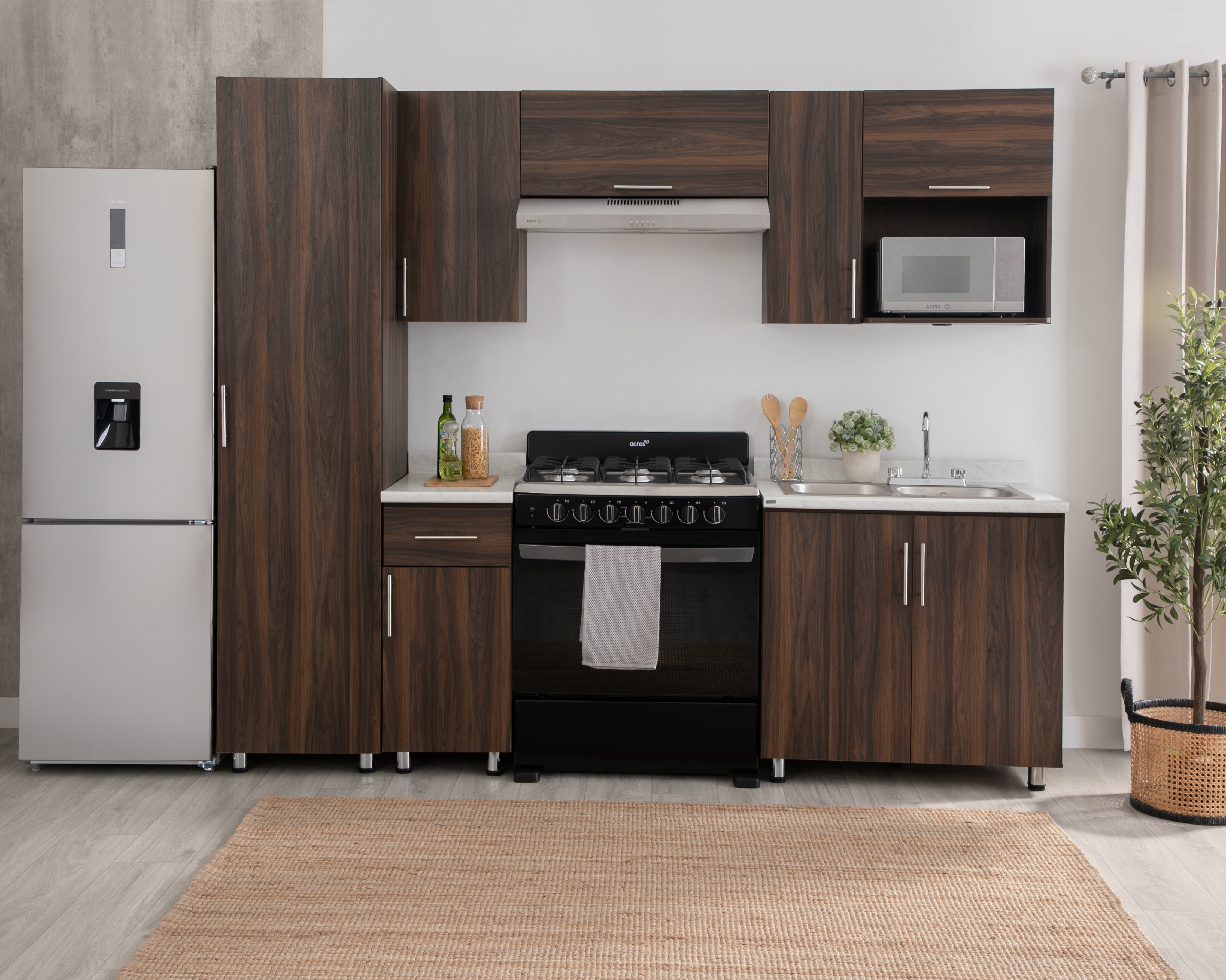 Cocina Integral Mobi Denver Nogal Moka 260 cm