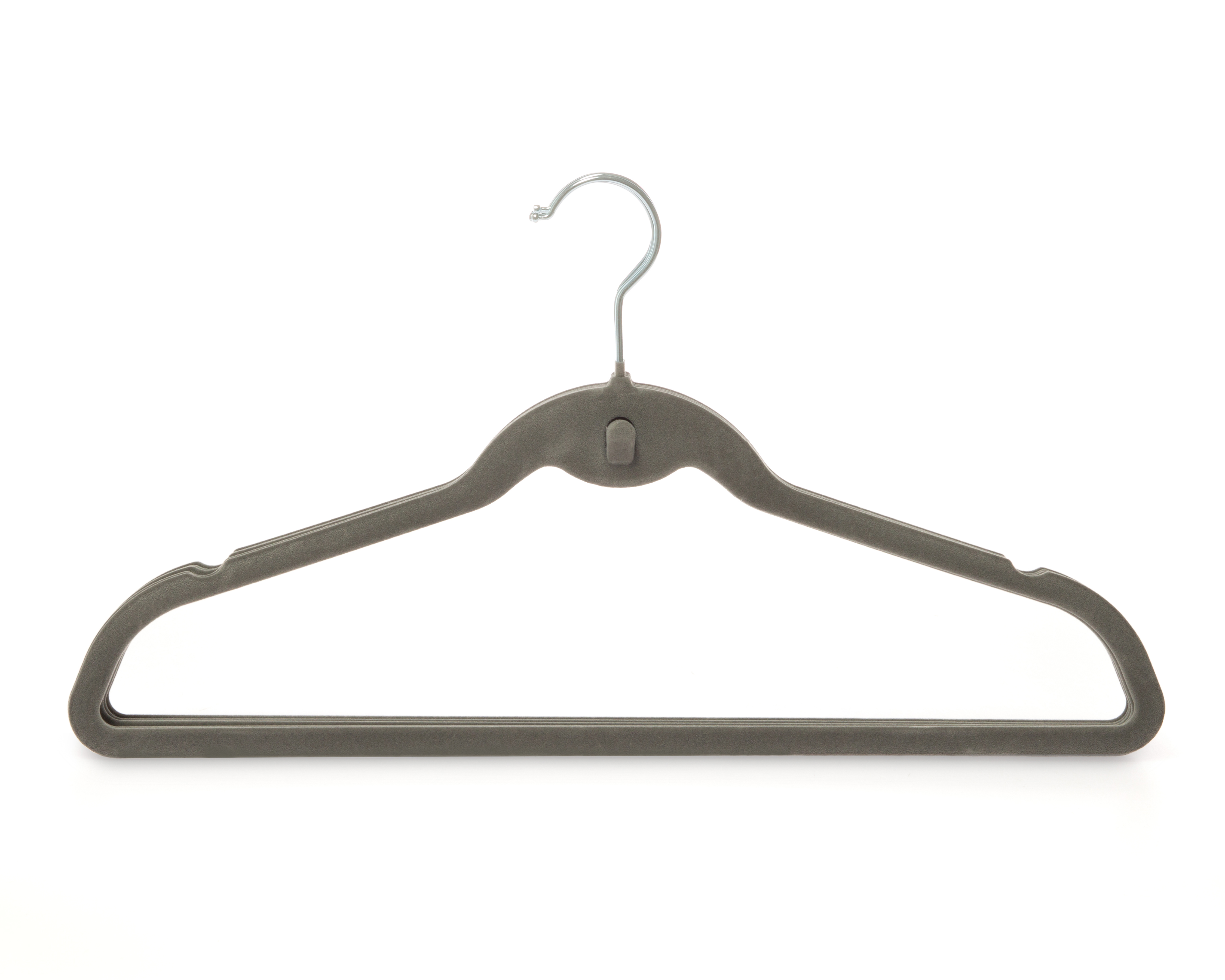 Gancho para Ropa de Plástico con Velvet +Simple Gris 5 Piezas
