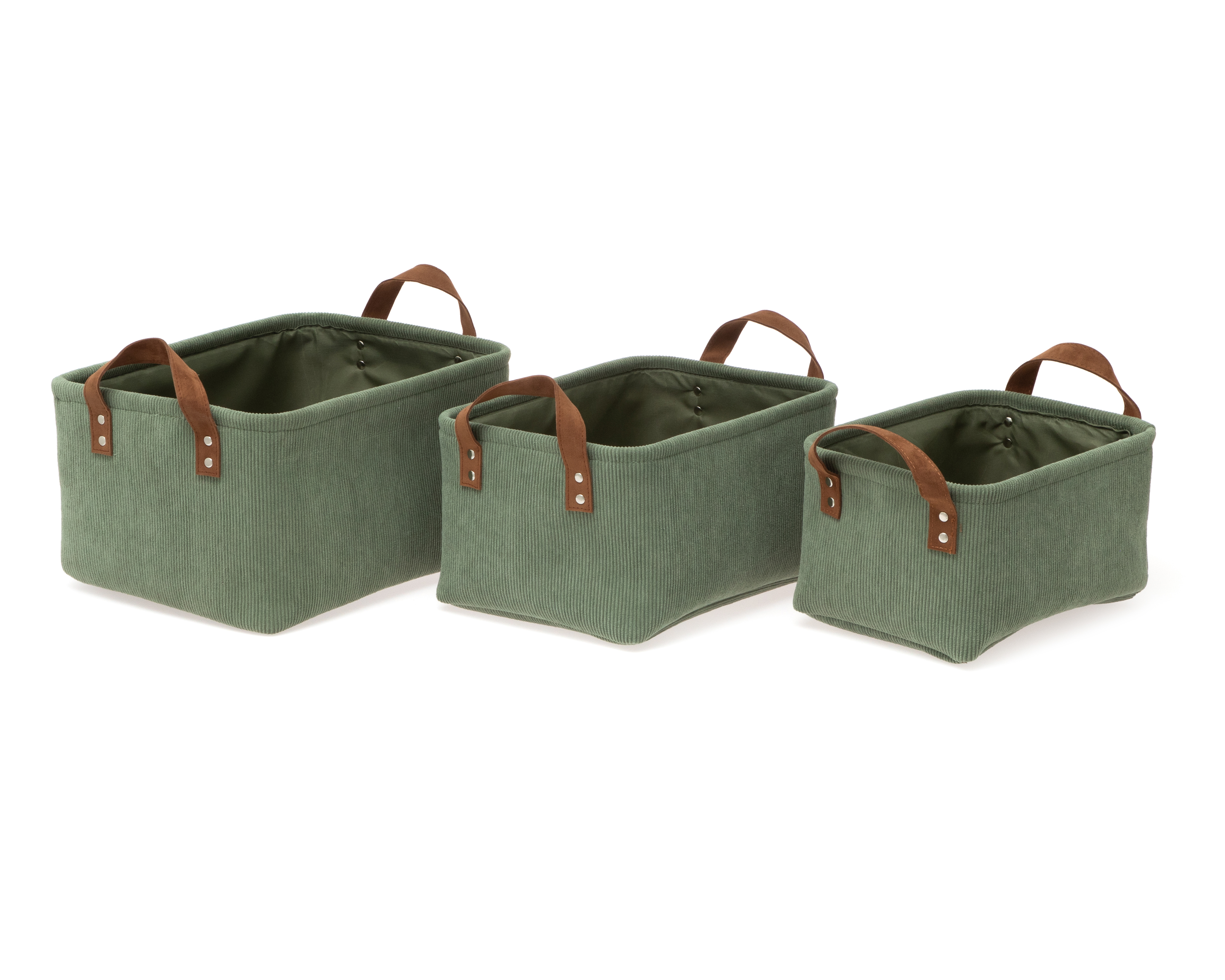 Canasta de Poliéster +Simple Pamela Verde 3 Piezas