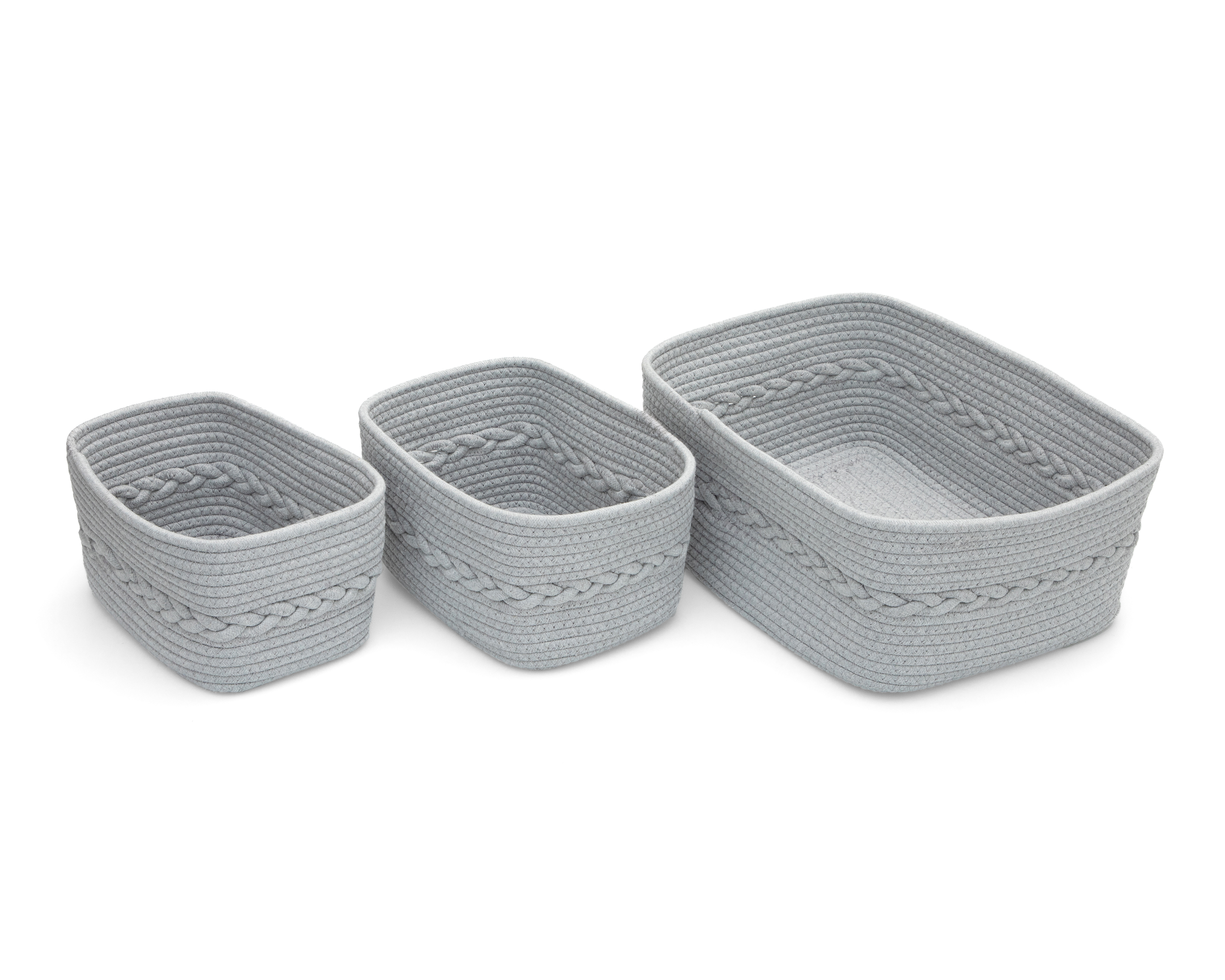 Canasta de Algodón +Simple Lía Set Gris 3 Piezas