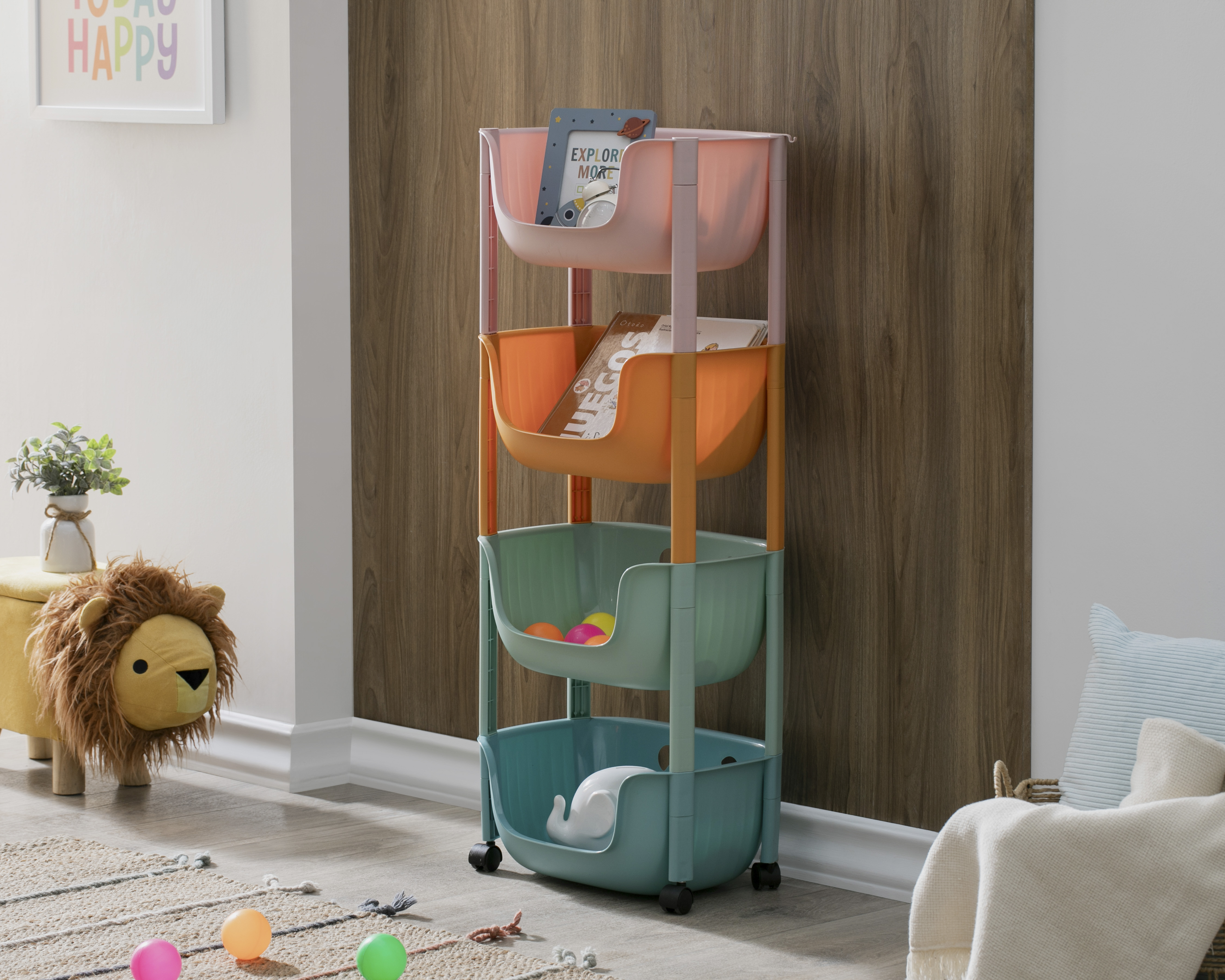 Carrito Multiusos de Plástico +Simple Sabrina Multicolor