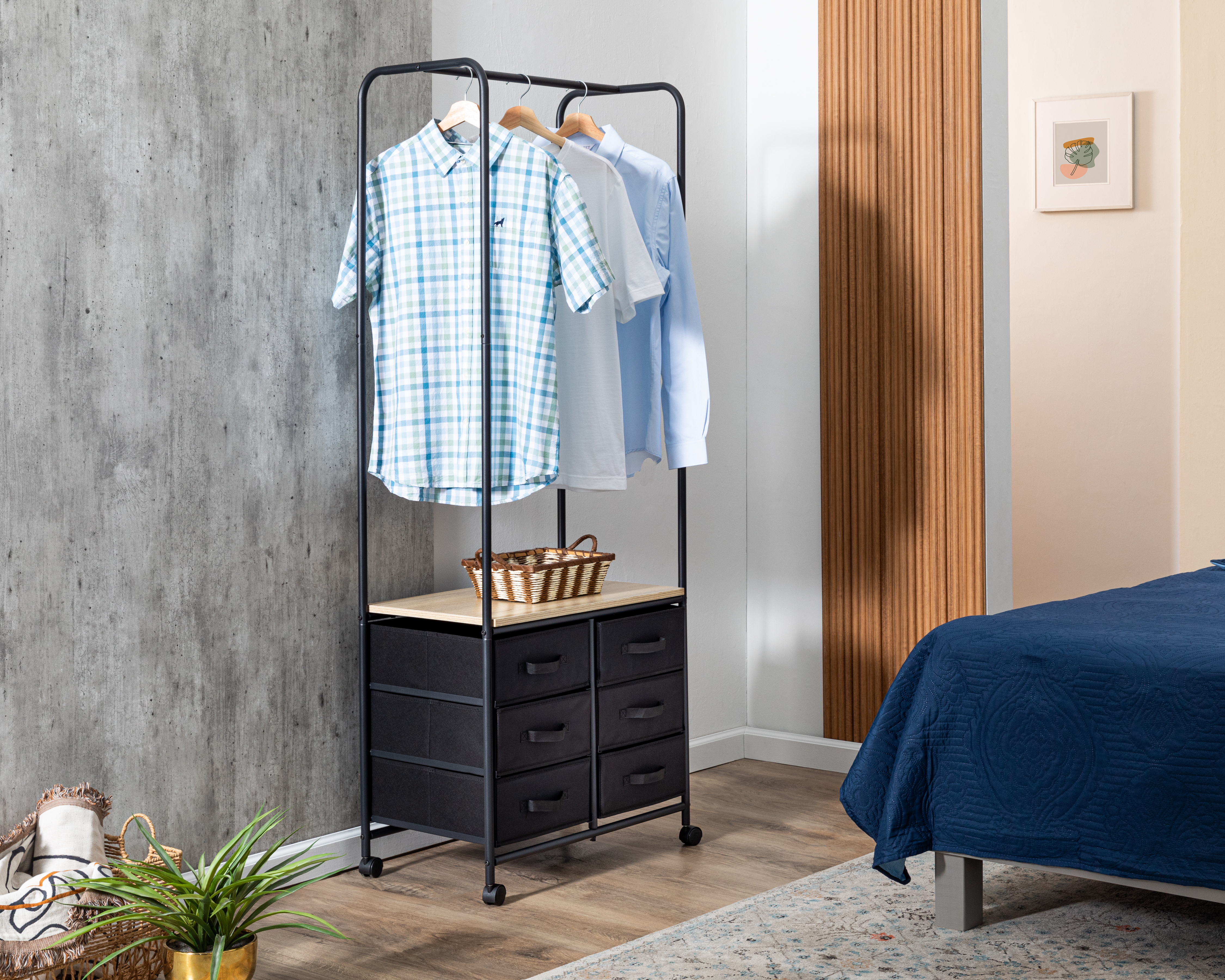 Clóset Tubular de Metal +Simple Marruecos Negro 174 cm