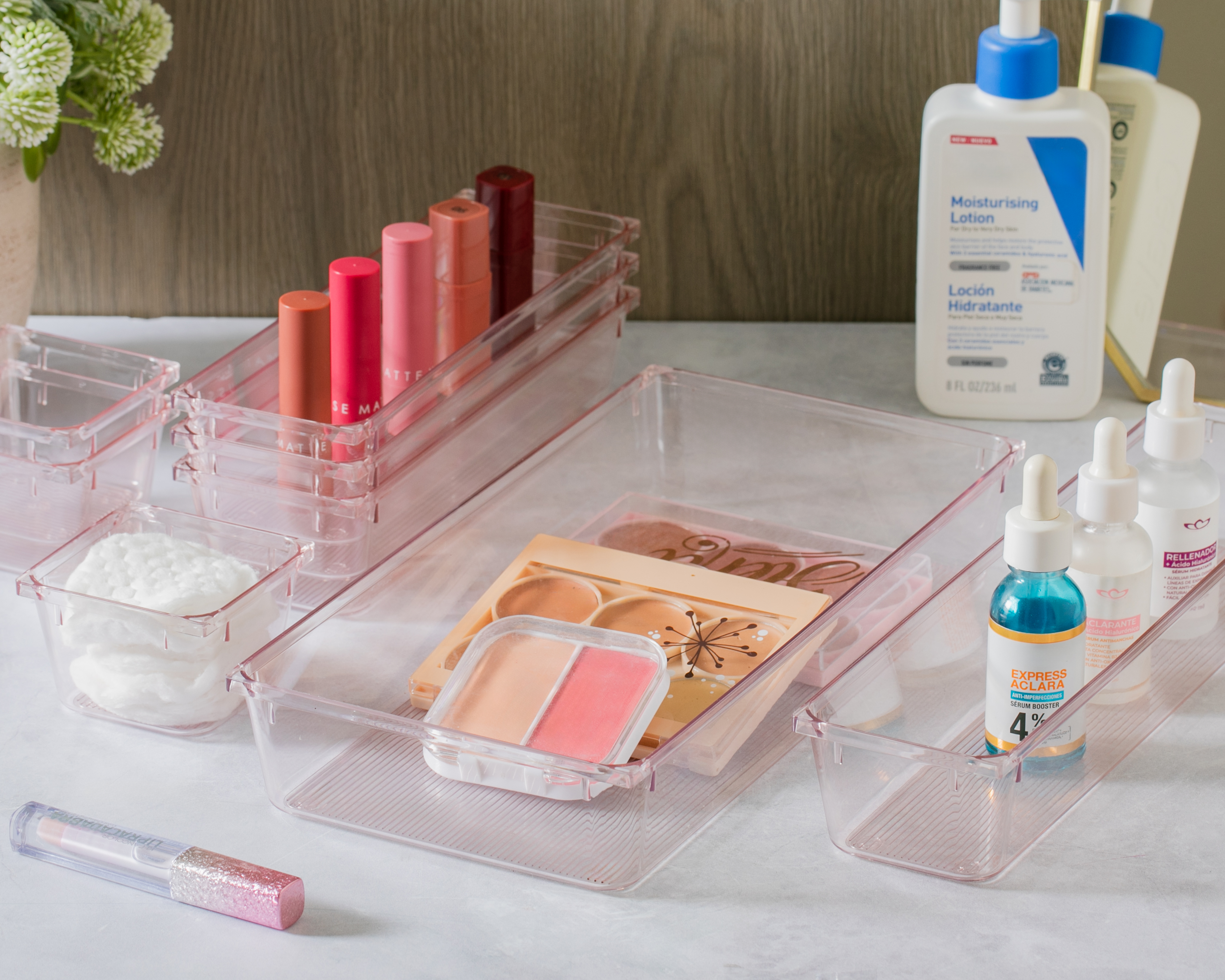 Foto 7 | Foto 7 | Organizador de Accesorios de Plástico +Simple Rosa 8 Piezas