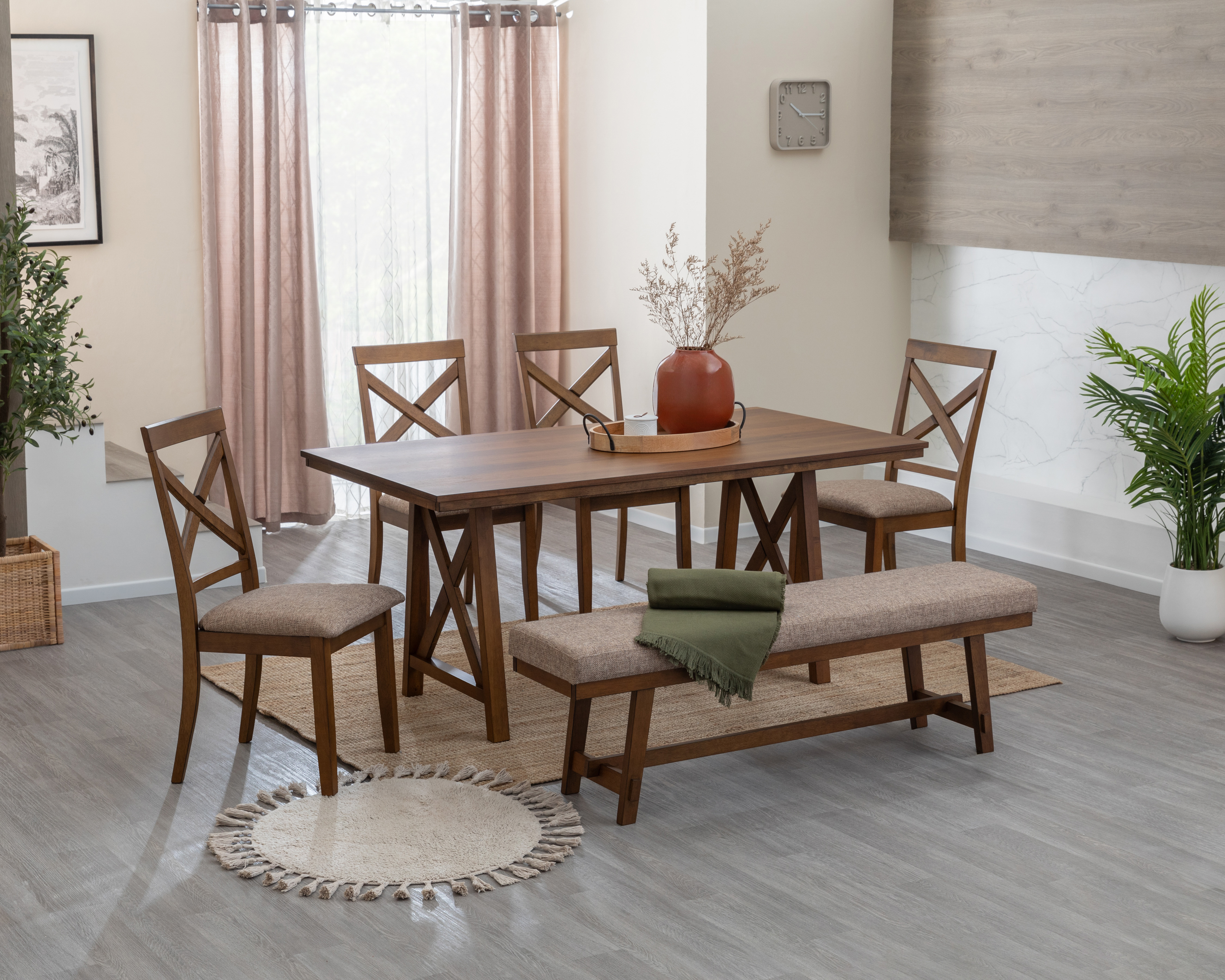 Comedor Olympia con 4 Sillas y 1 Banca