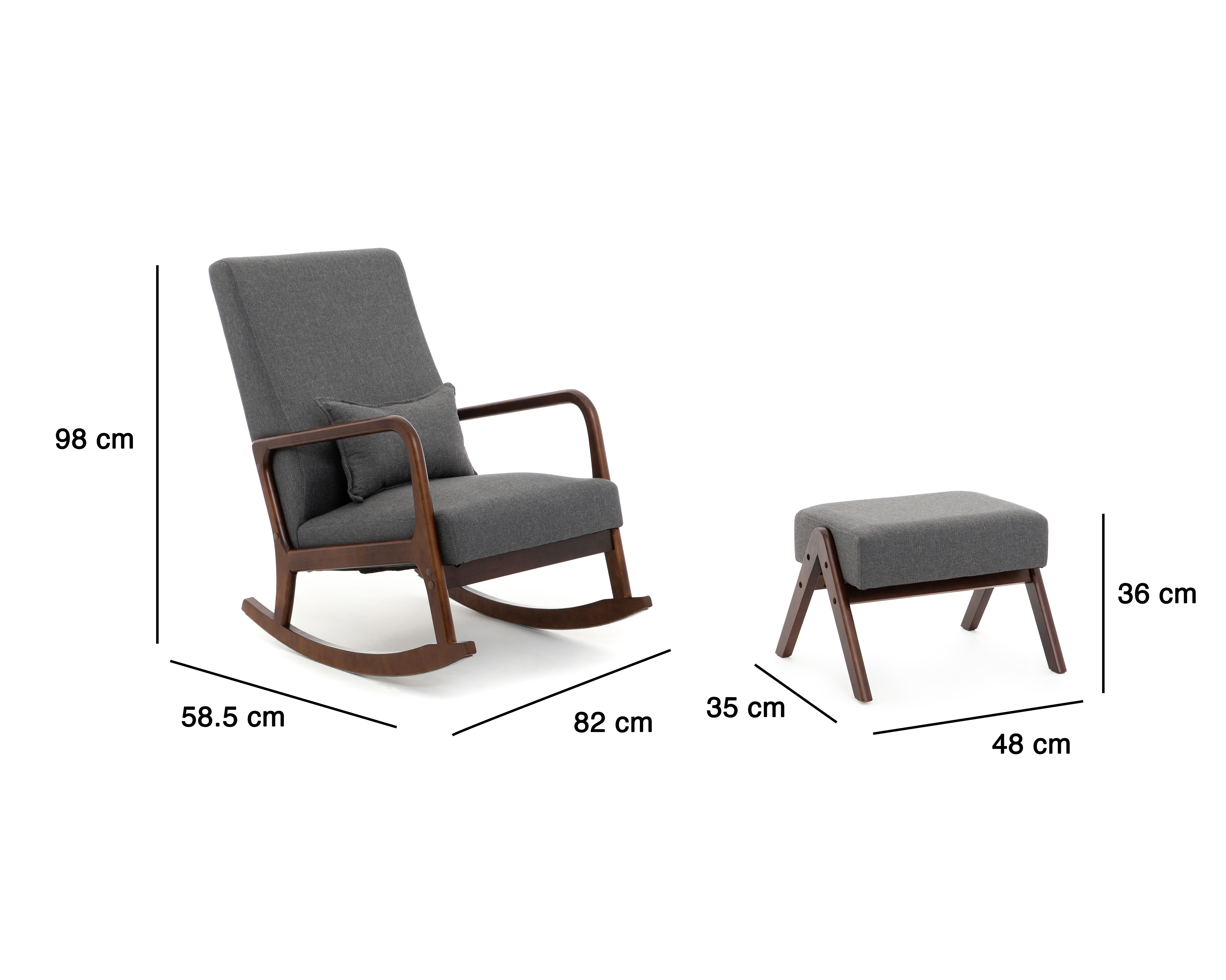 Foto 8 | Foto 8 | Silla Mecedora con Taburete Gris Ikal Dublin