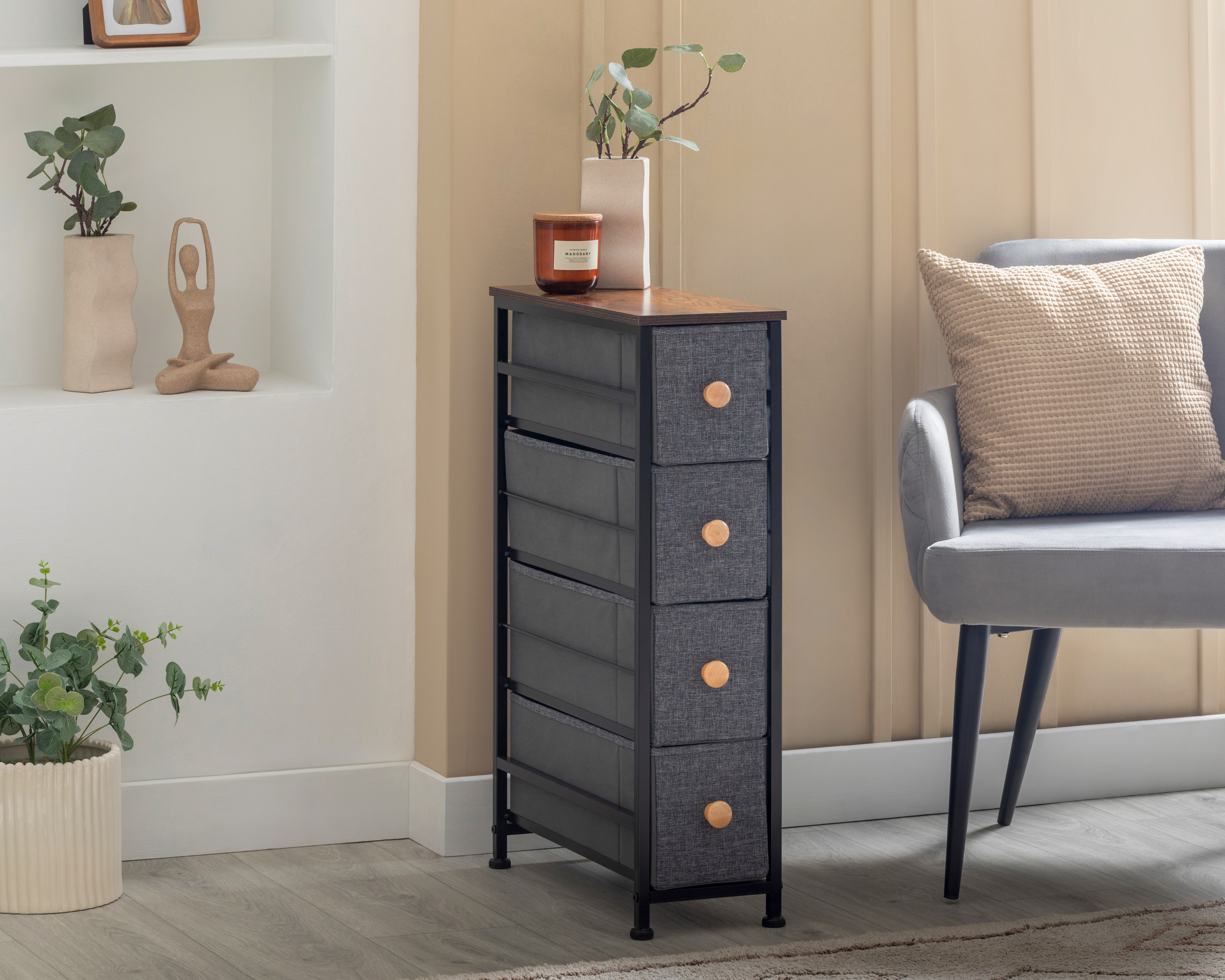 Mueble Organizador Multiusos de Tela +Simple Greta Gris