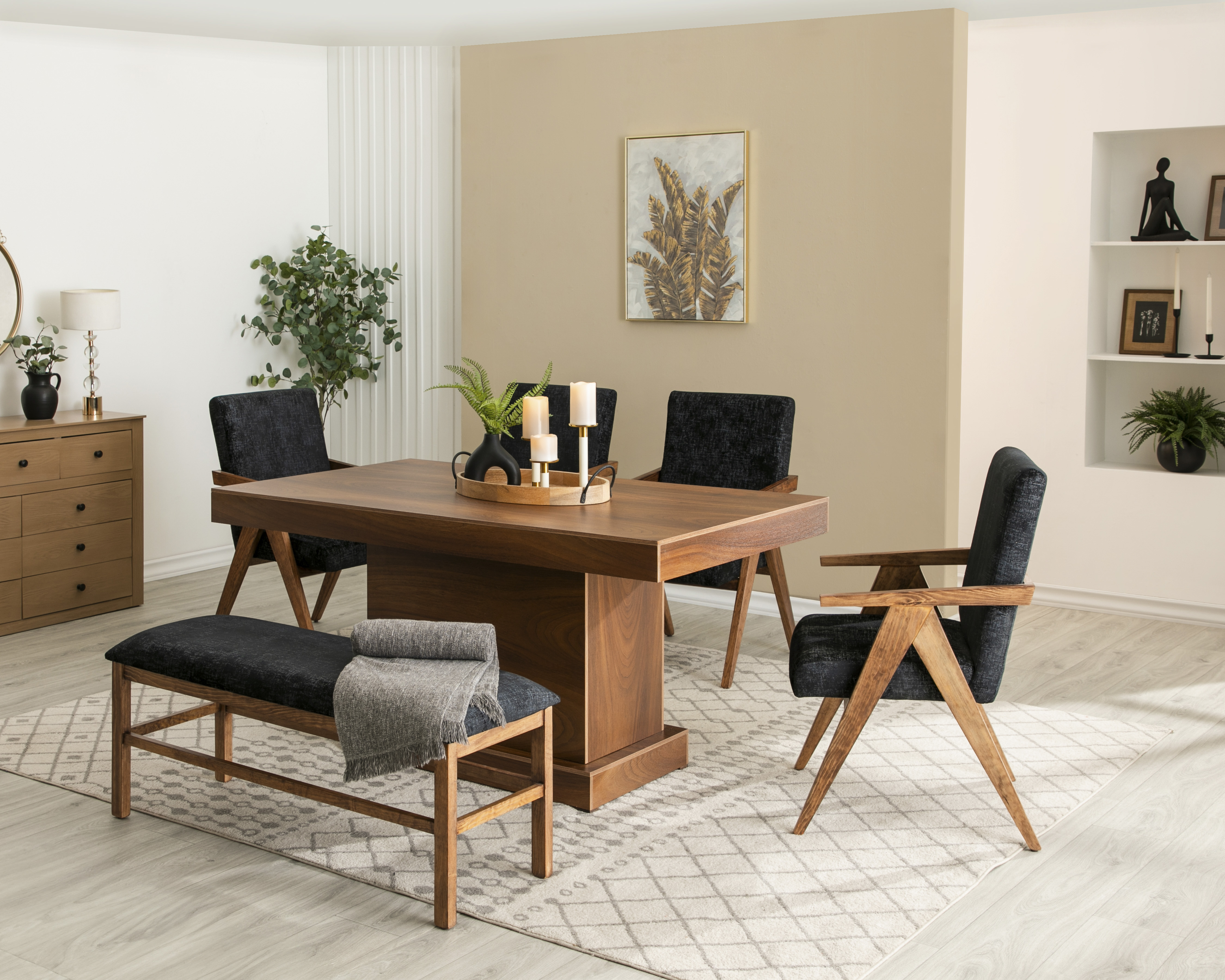 Comedor Artalia con 4 Sillas y 1 Banca