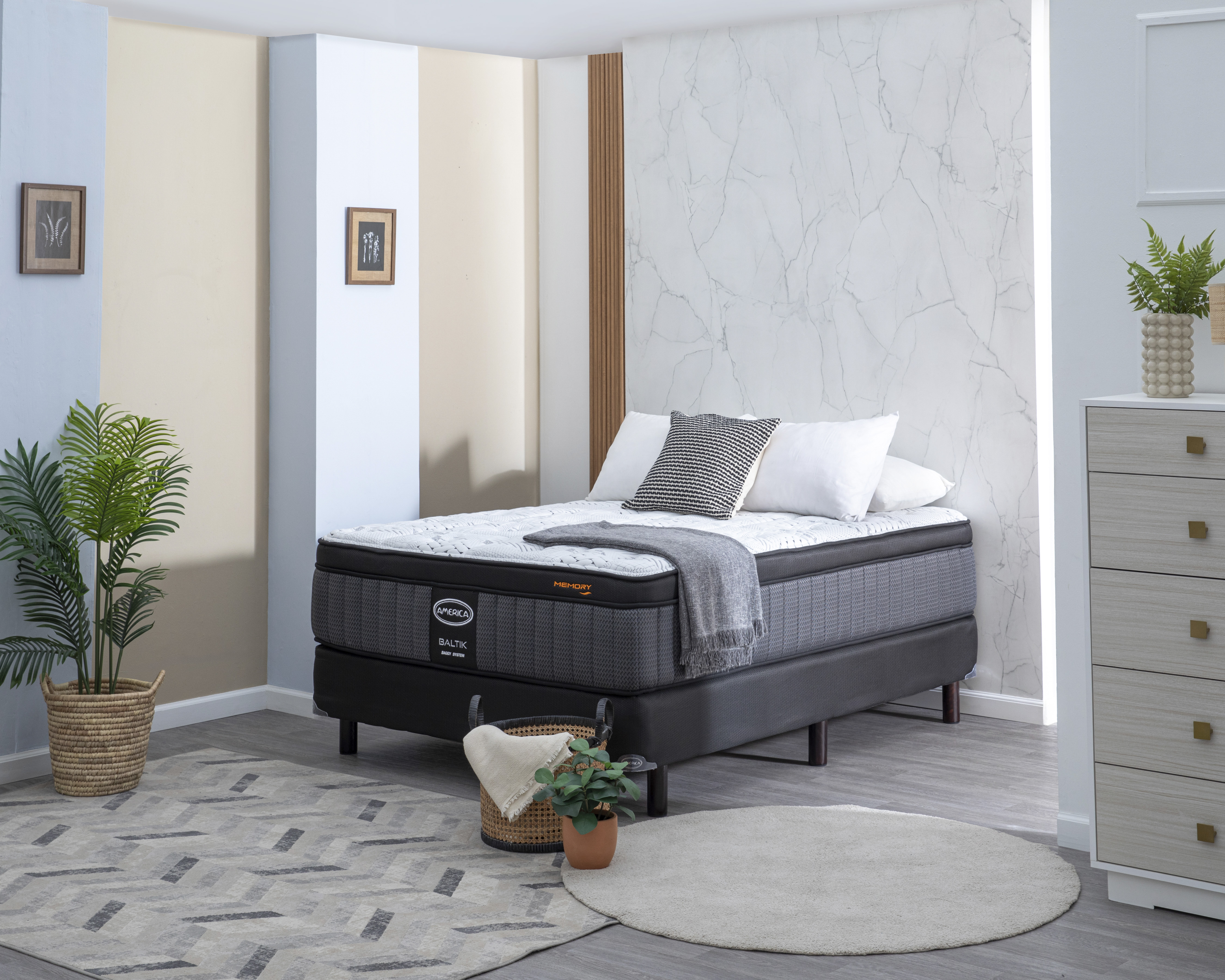 Foto 2 pulgar | Foto 1 | Juego de Colchón y Box Matrimonial América Baltik