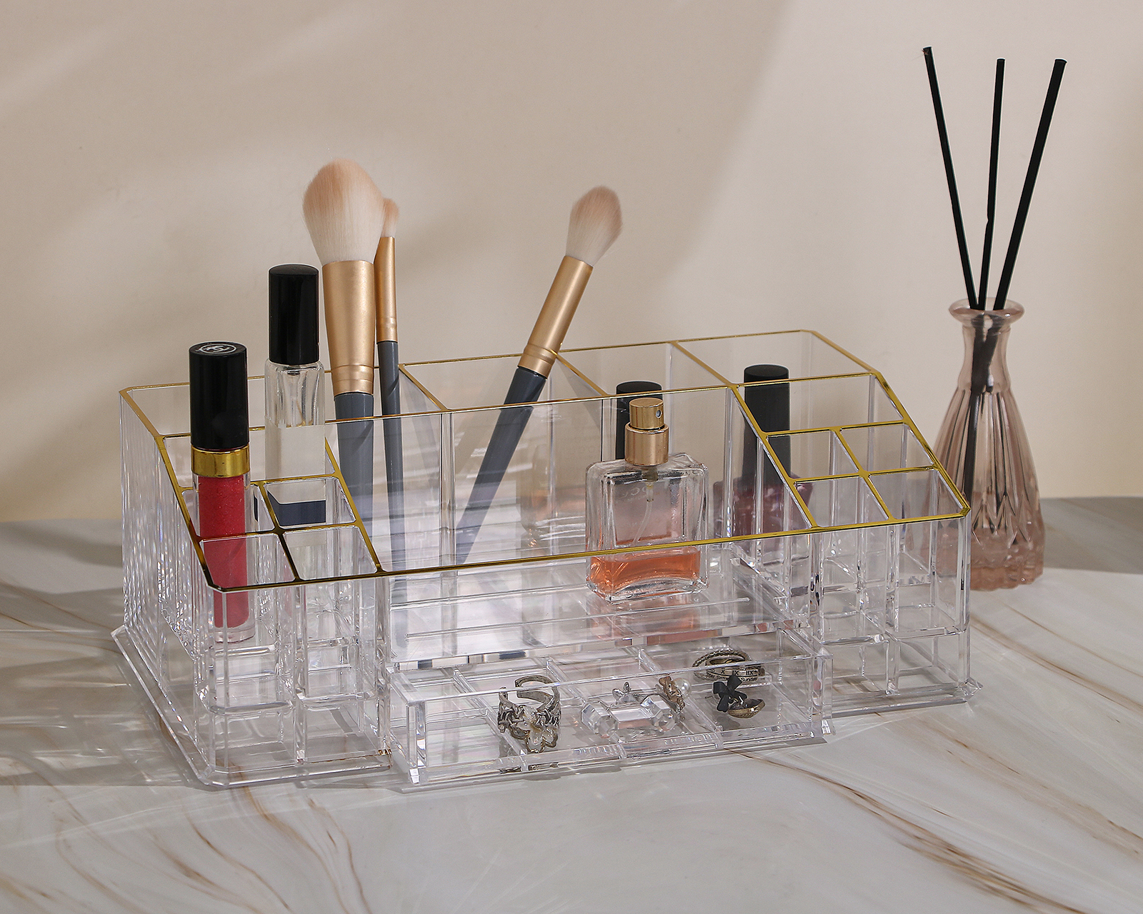 Organizador para Maquillaje de Plástico +Simple Ópalo G Transparente