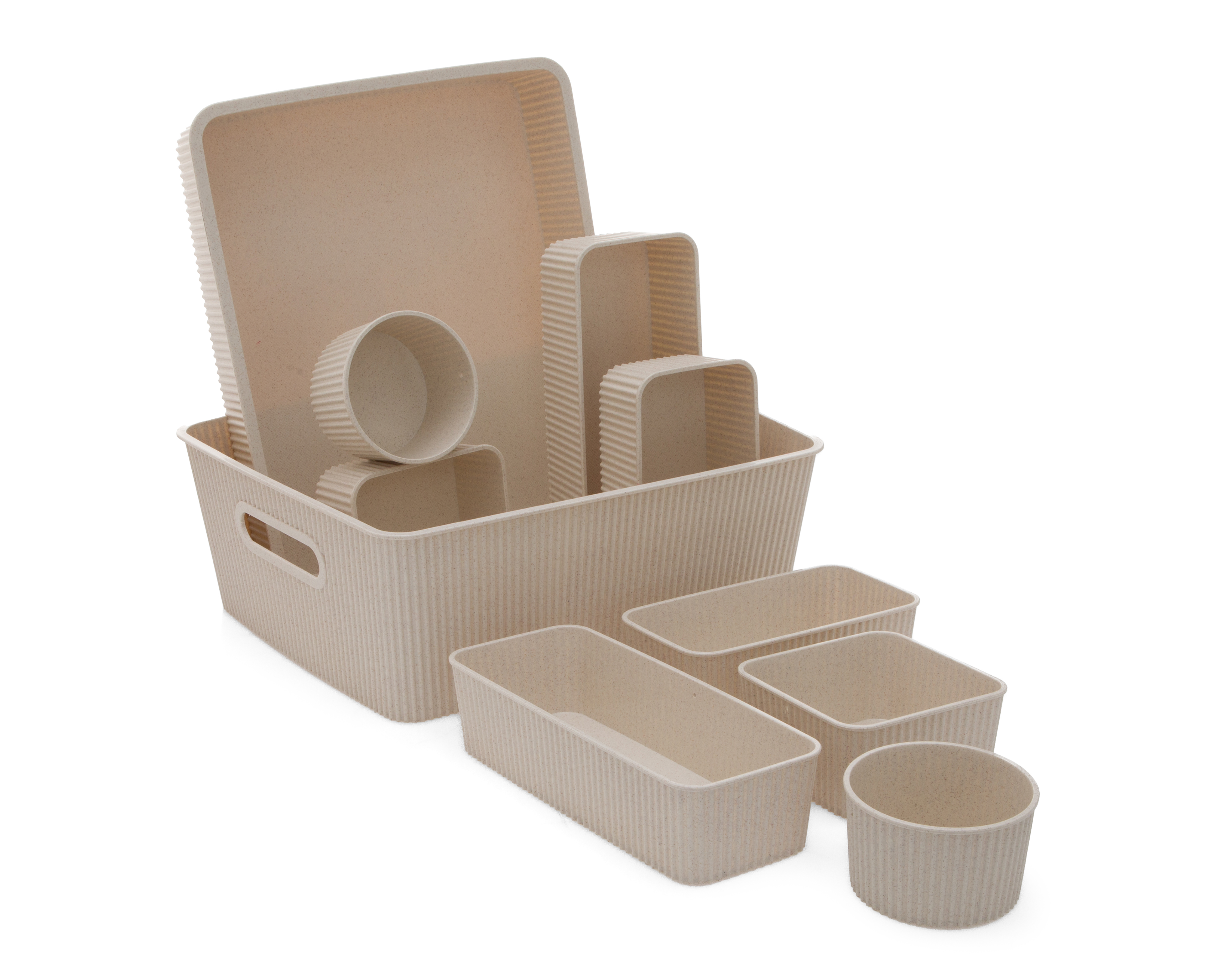 Organizador de Accesorios +Simple de Plástico Arabia Beige 10 Piezas
