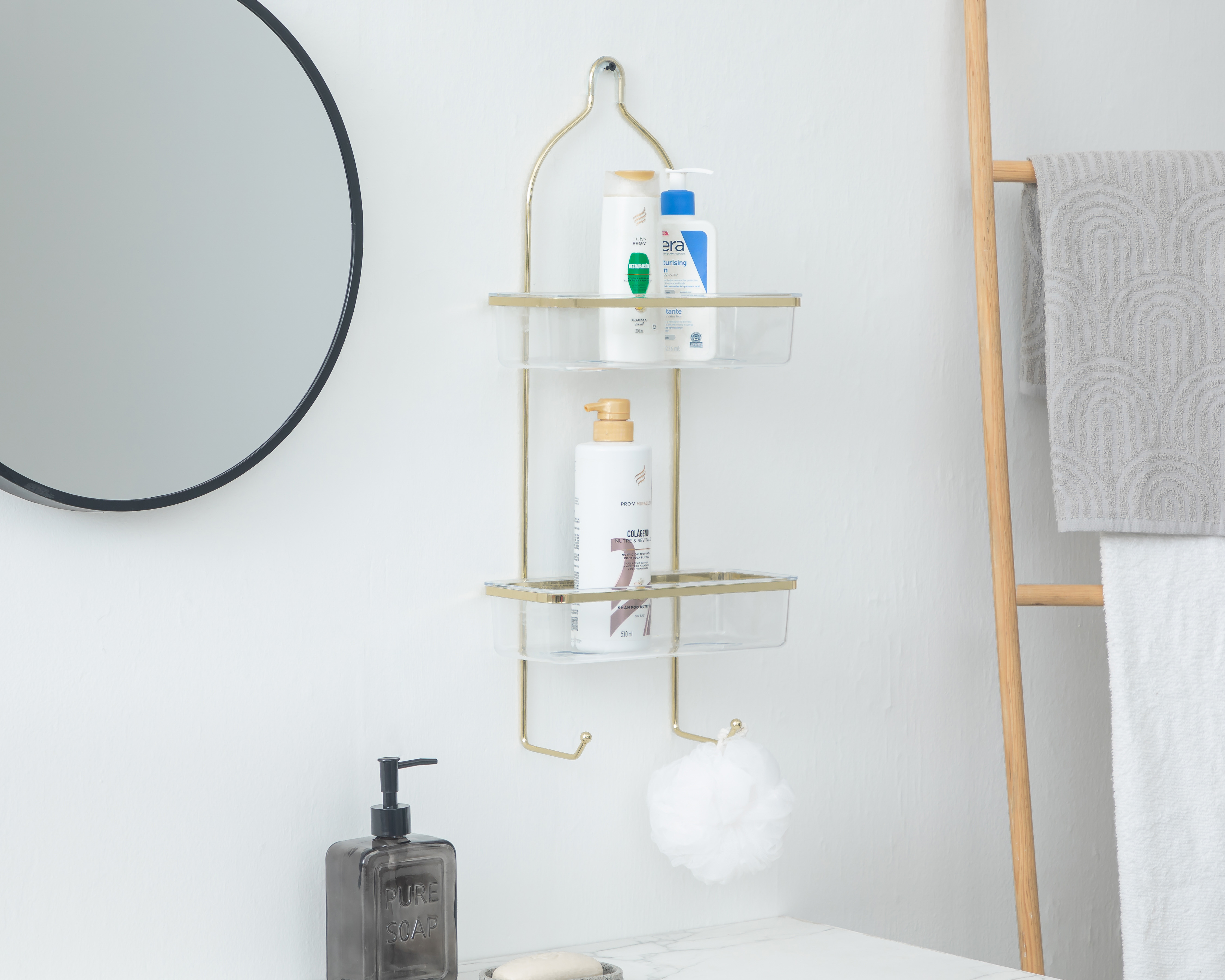 Organizador de Regadera de Plástico +Simple Bali Dorado