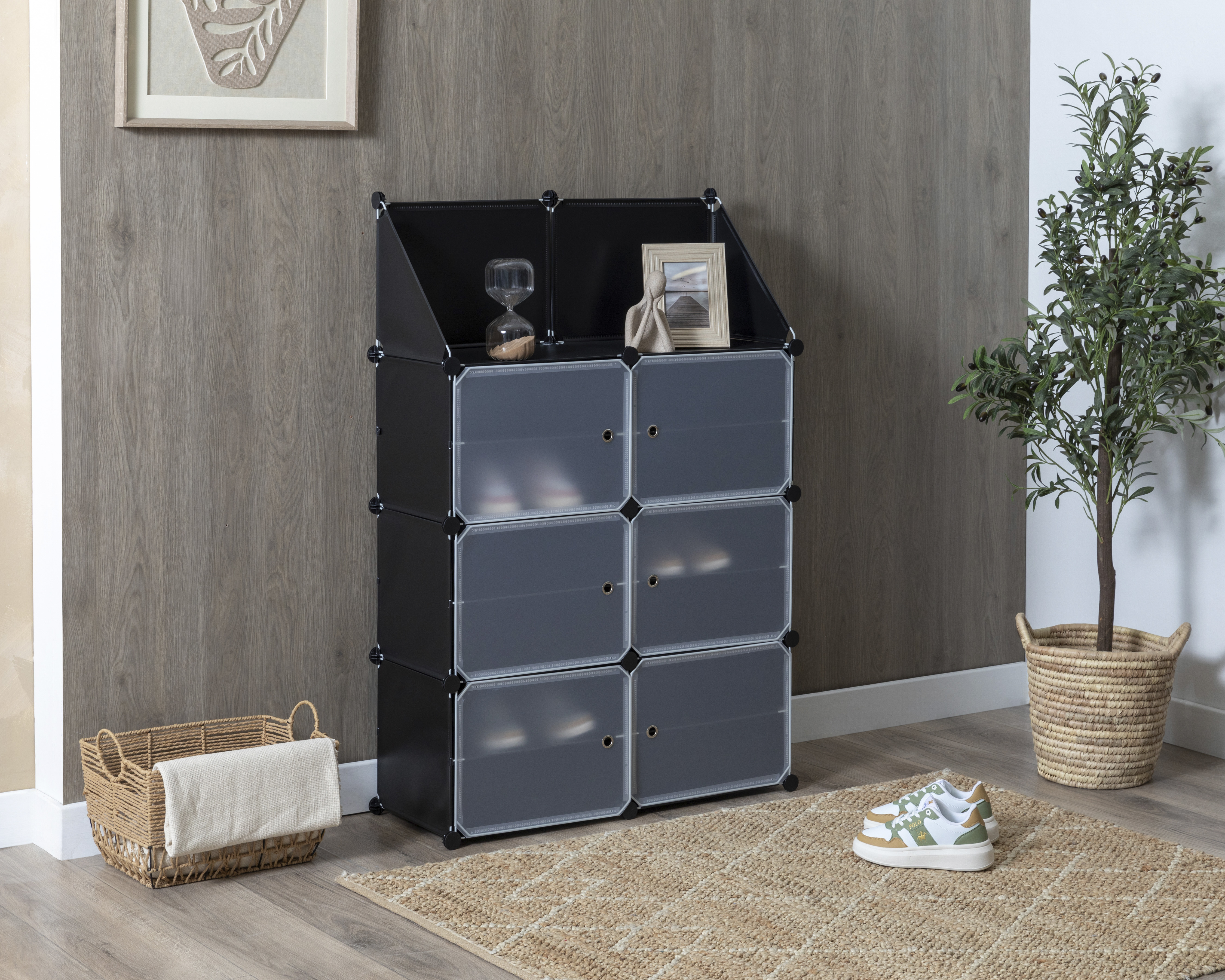 Zapatera de Polipropileno y Metal +Simple Kira Negra