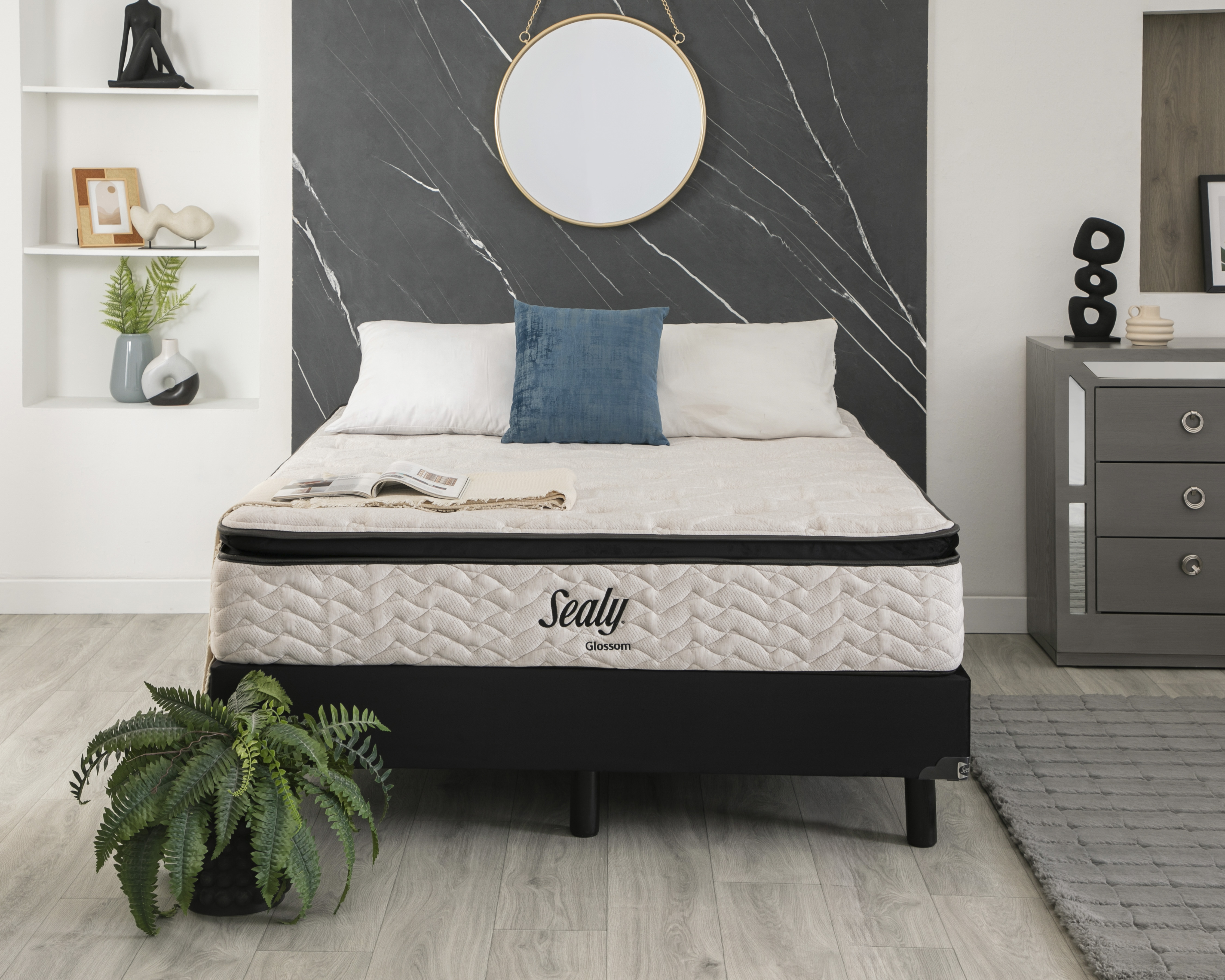 Foto 2 pulgar | Foto 1 | Juego de Box y Colchón Queen Size Sealy Glossom