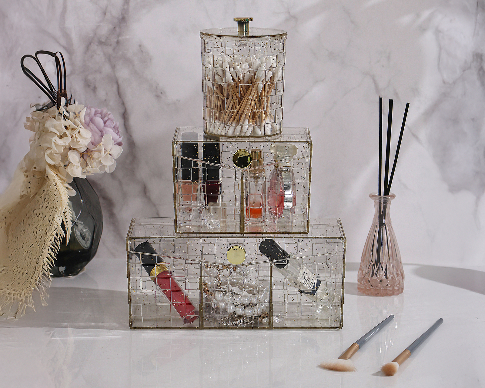 Organizador para Maquillaje de Plástico +Simple Ópalo Transparente