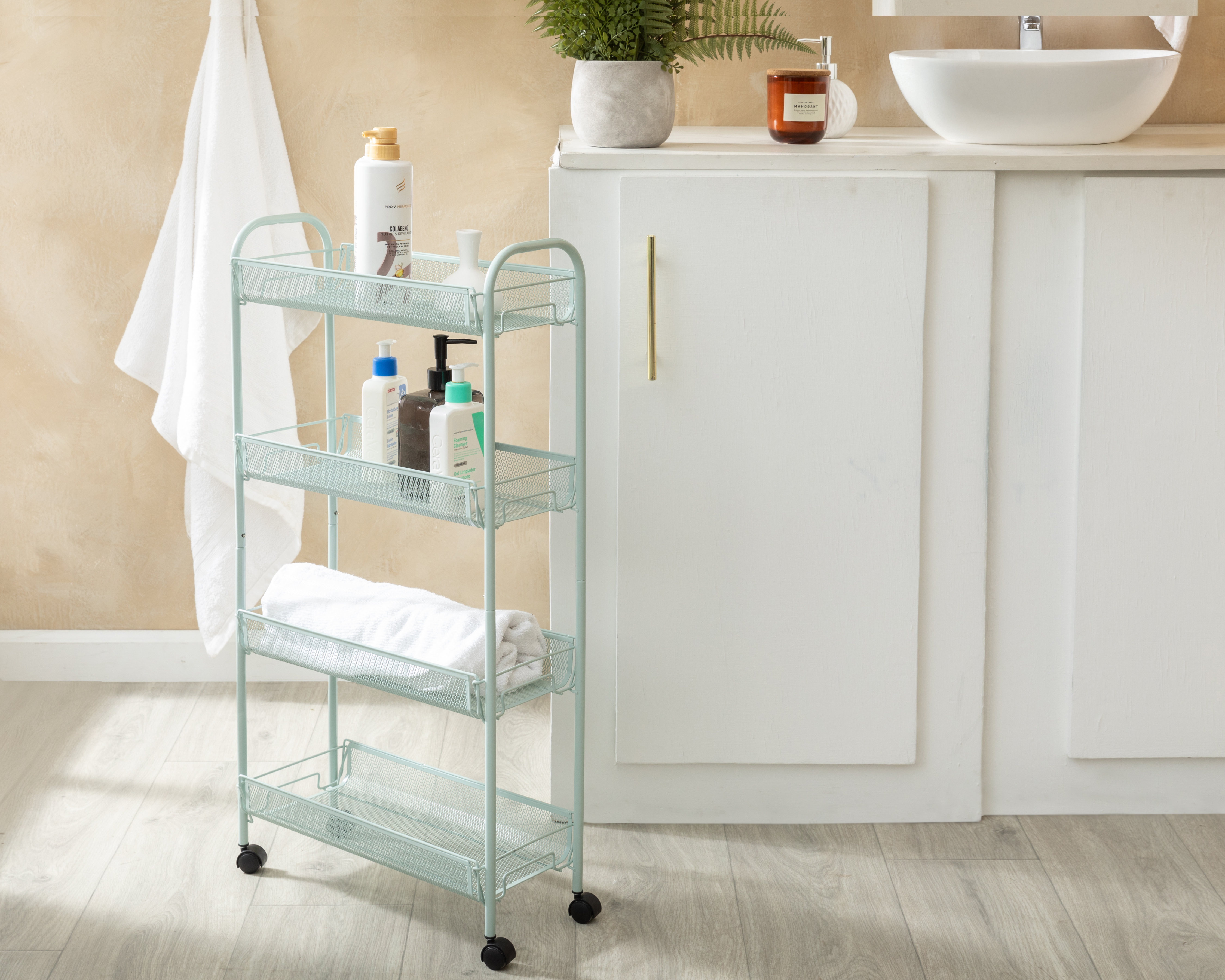 Carrito Multiusos de Metal +Simple Abril con Llantas