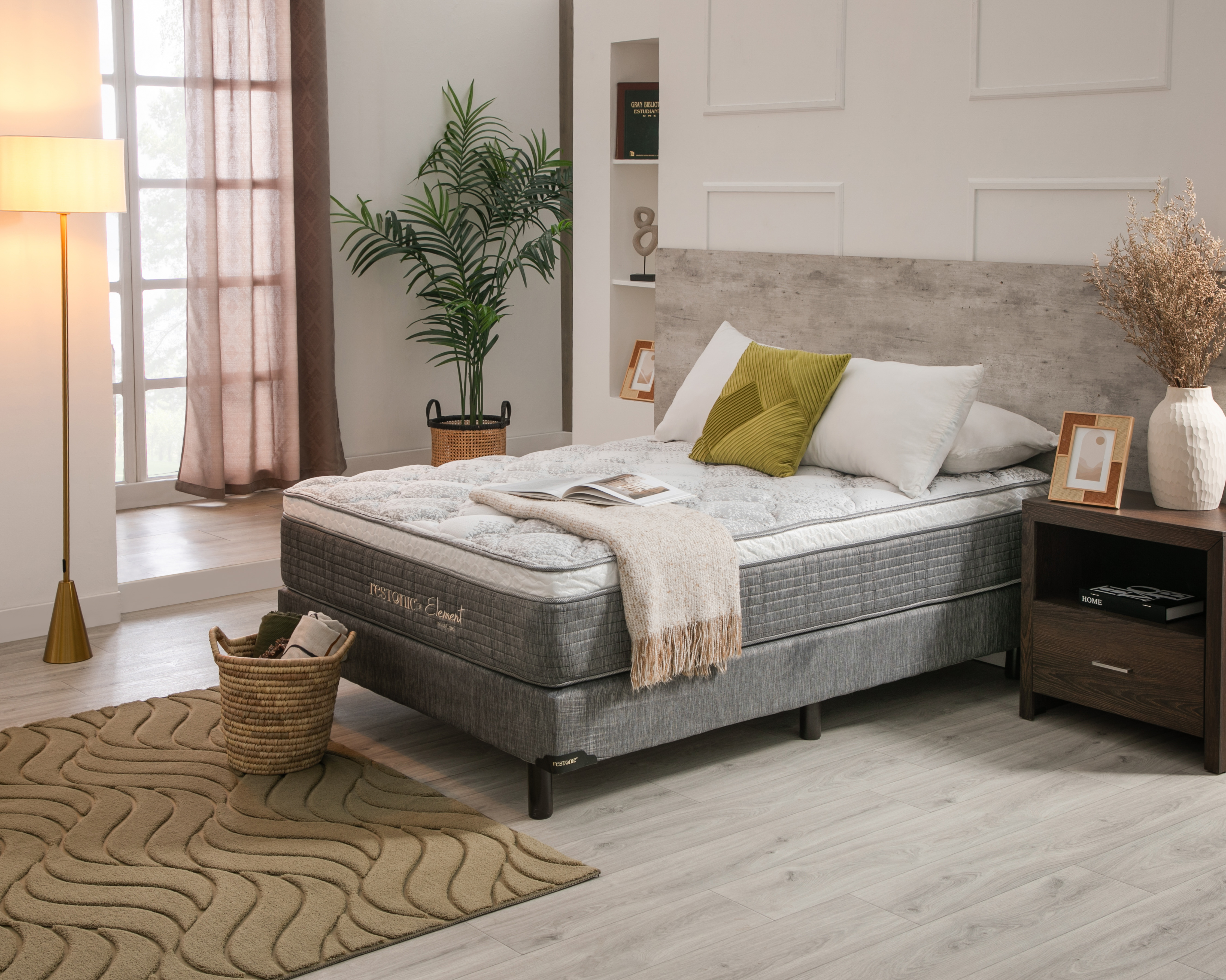 Foto 2 pulgar | Foto 1 | Juego de Colchón y Box Matrimonial Restonic Element