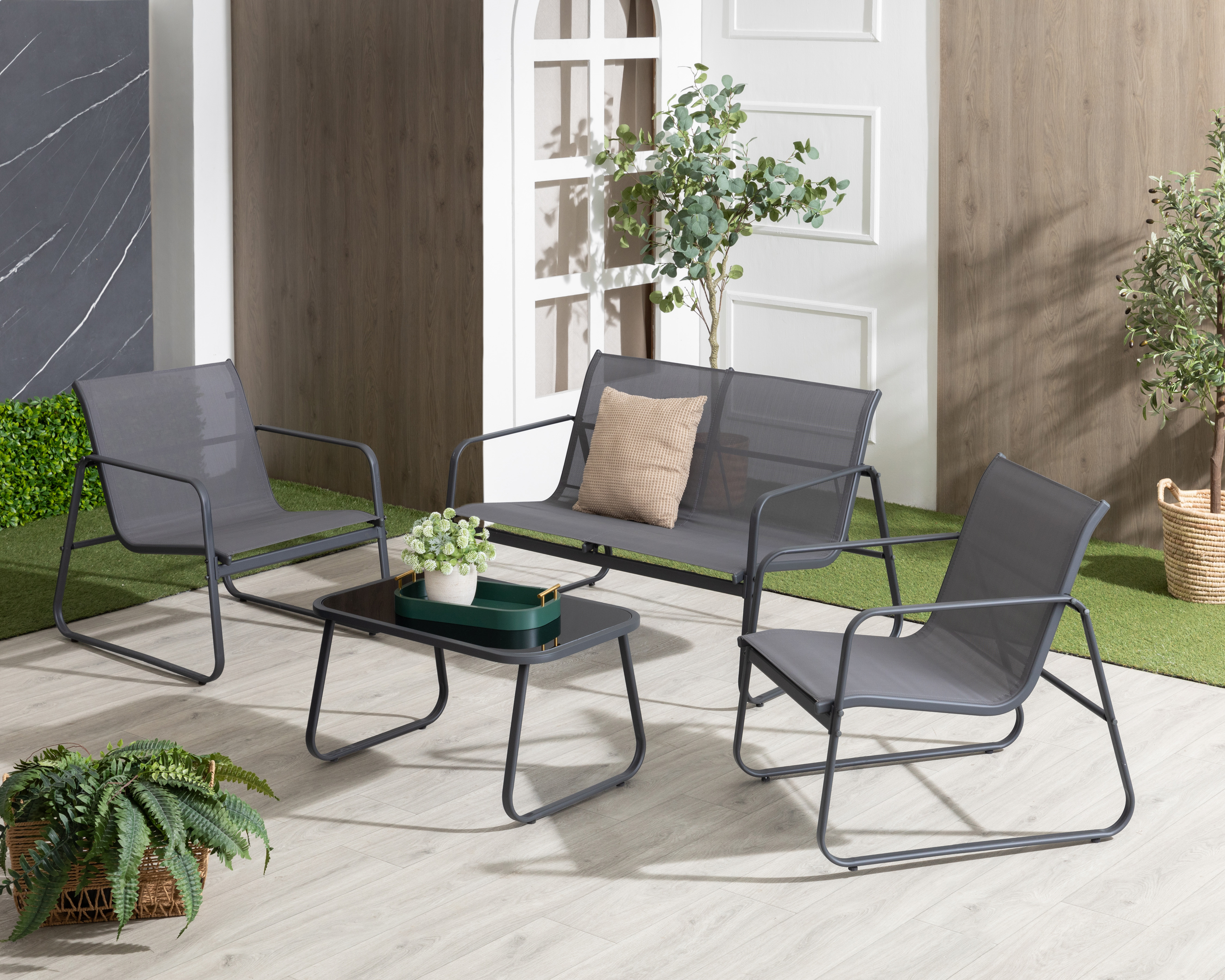 Juego de Jardín Gris Congo Tailandia 4 Piezas