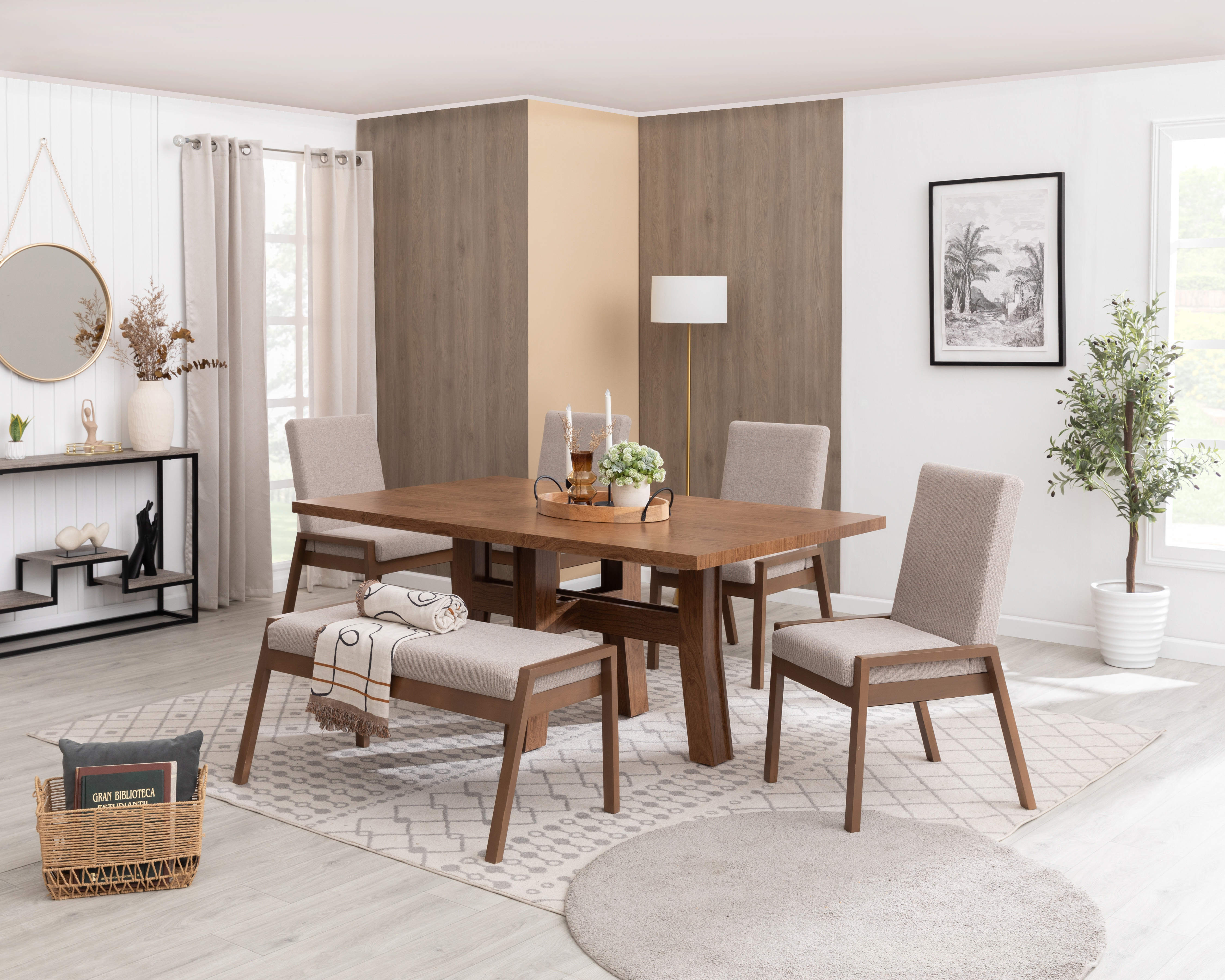 Comedor París con 4 Sillas y 1 Banca