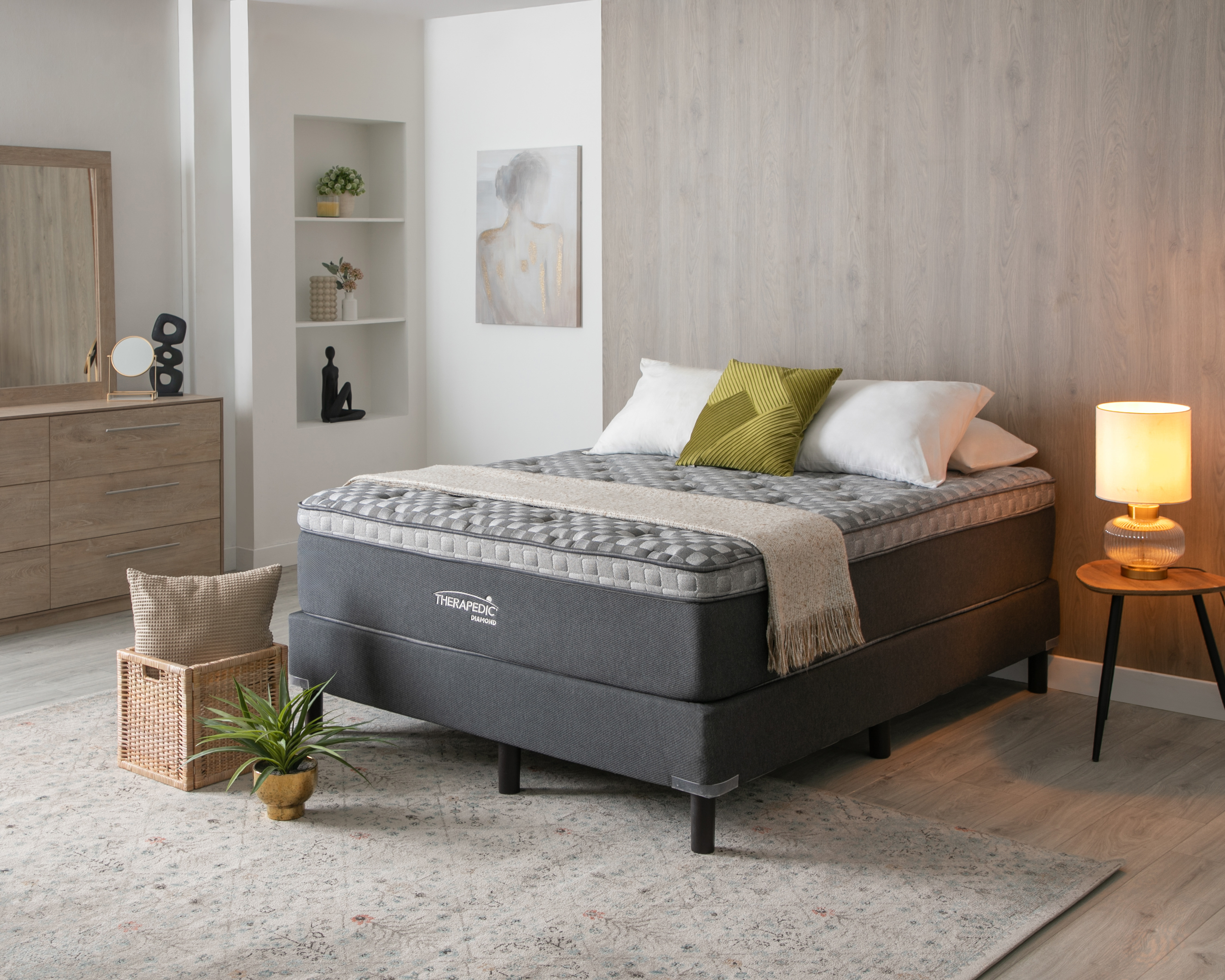 Foto 1 | Foto 1 | Juego de Colchón y Box Queen Size Therapedic Diamond