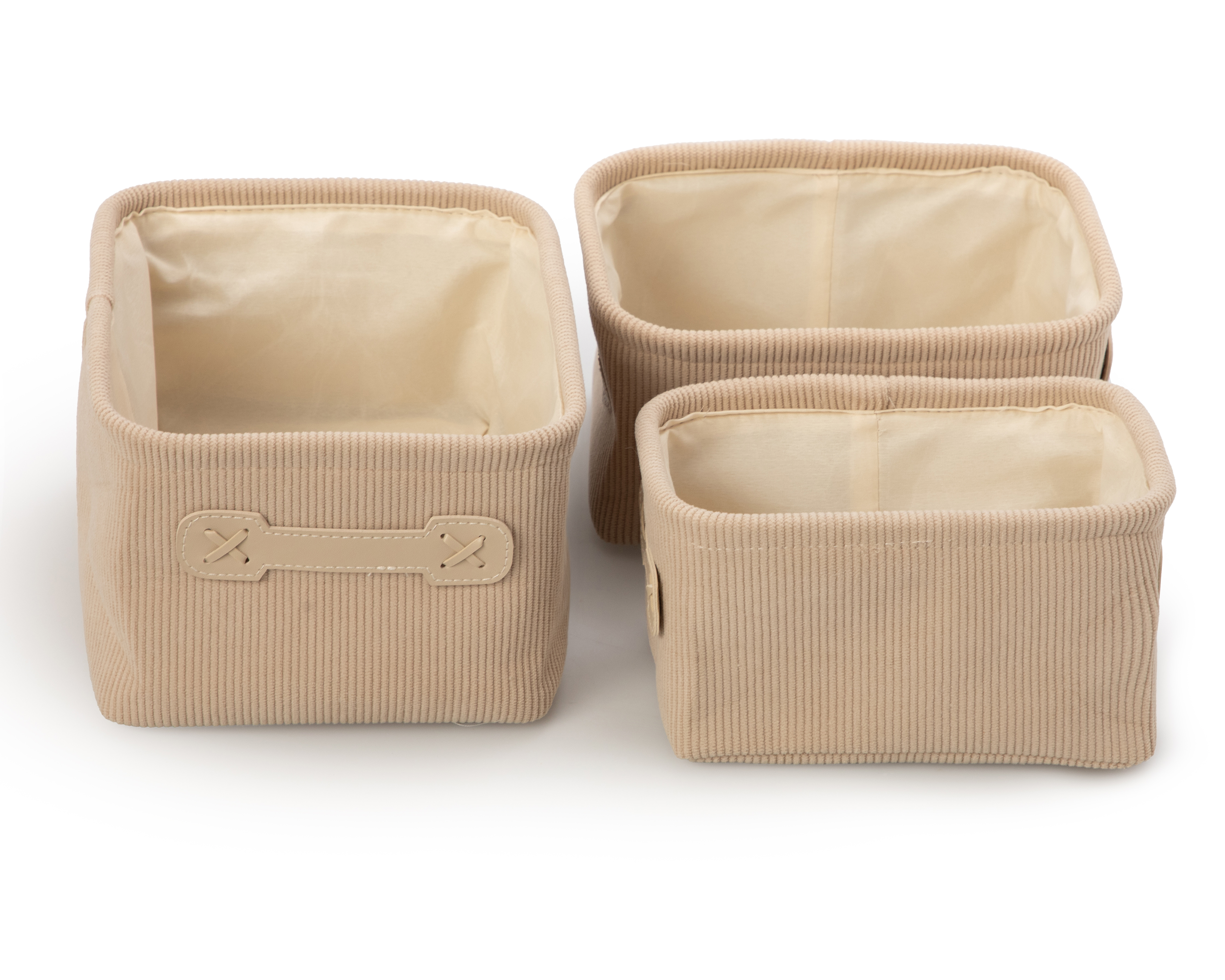 Foto 2 pulgar | Foto 1 | Caja de Almacenamiento de Textil +Simple Marcella Beige 3 Piezas