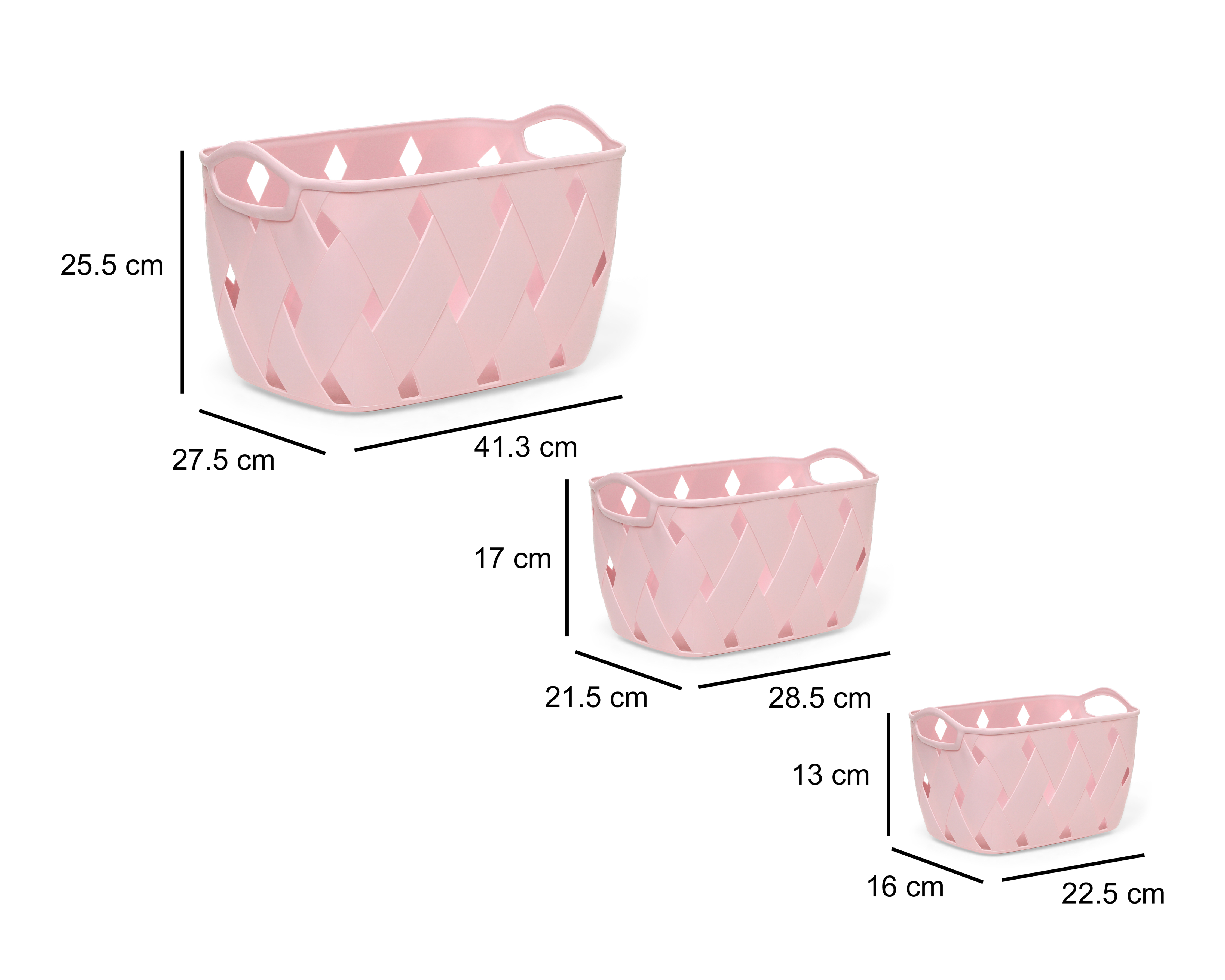 Foto 8 pulgar | Foto 7 | Canasta de Plástico Lana Rosa +Simple 3 Piezas