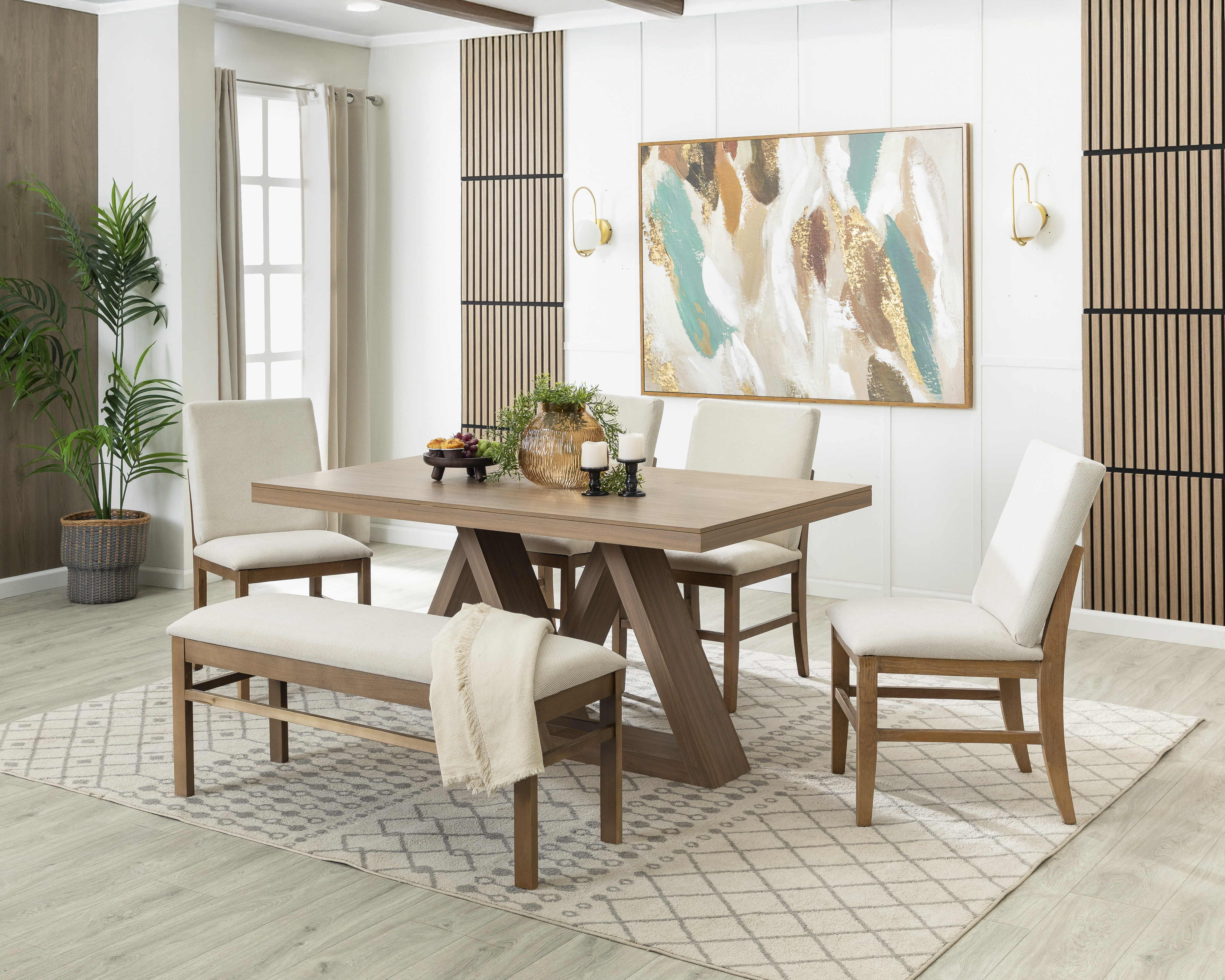 Comedor Aura con 4 Sillas y 1 Banca