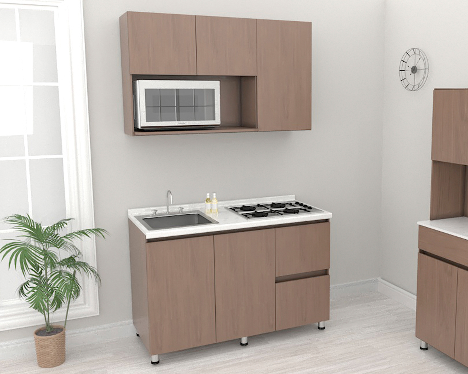 Foto 1 | Foto 1 | Cocina Integral Mobi Fontana Nogal 134 cm