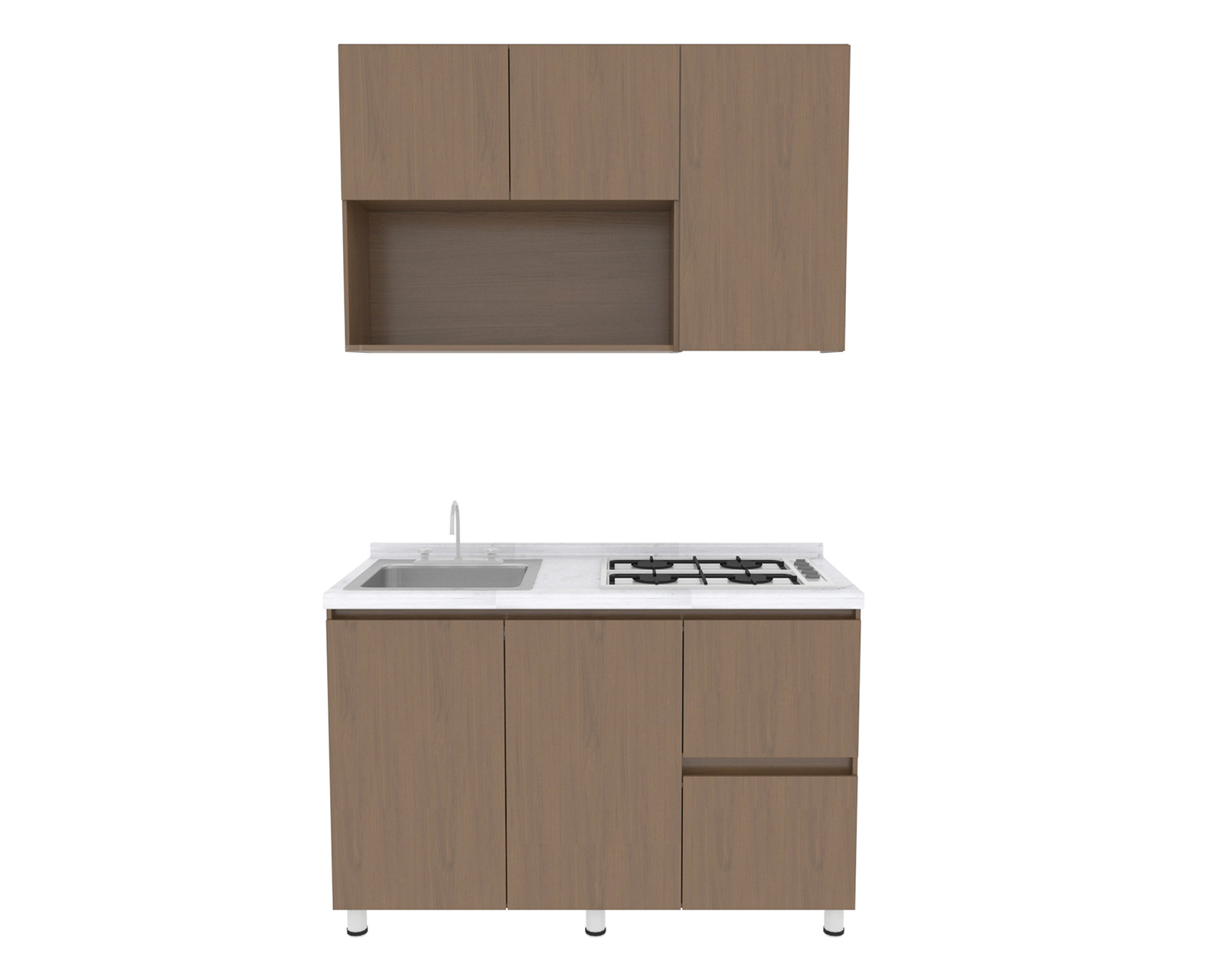 Foto 4 pulgar | Foto 3 | Cocina Integral Mobi Fontana Nogal 134 cm