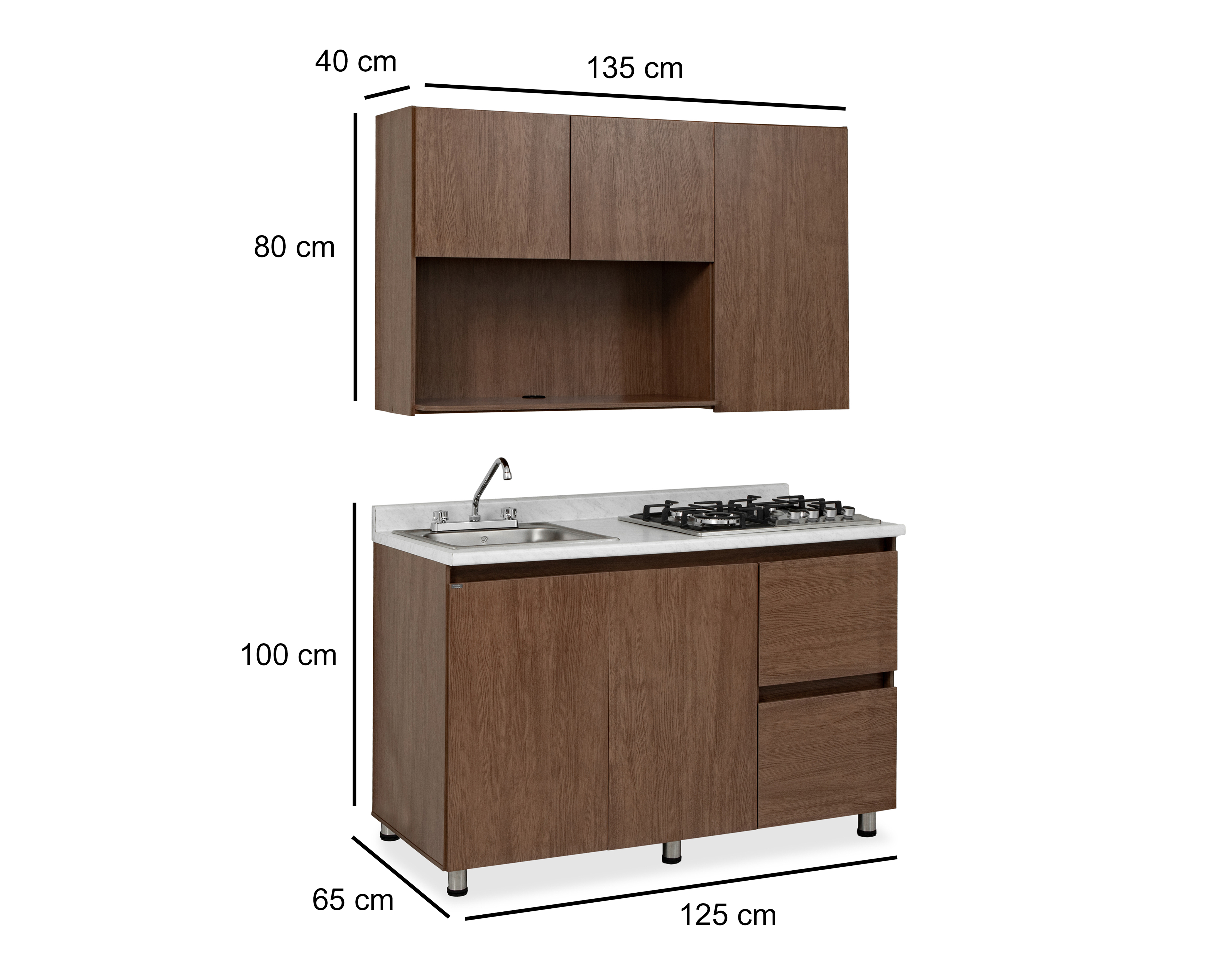 Foto 9 pulgar | Foto 8 | Cocina Integral Mobi Fontana Nogal 135 cm
