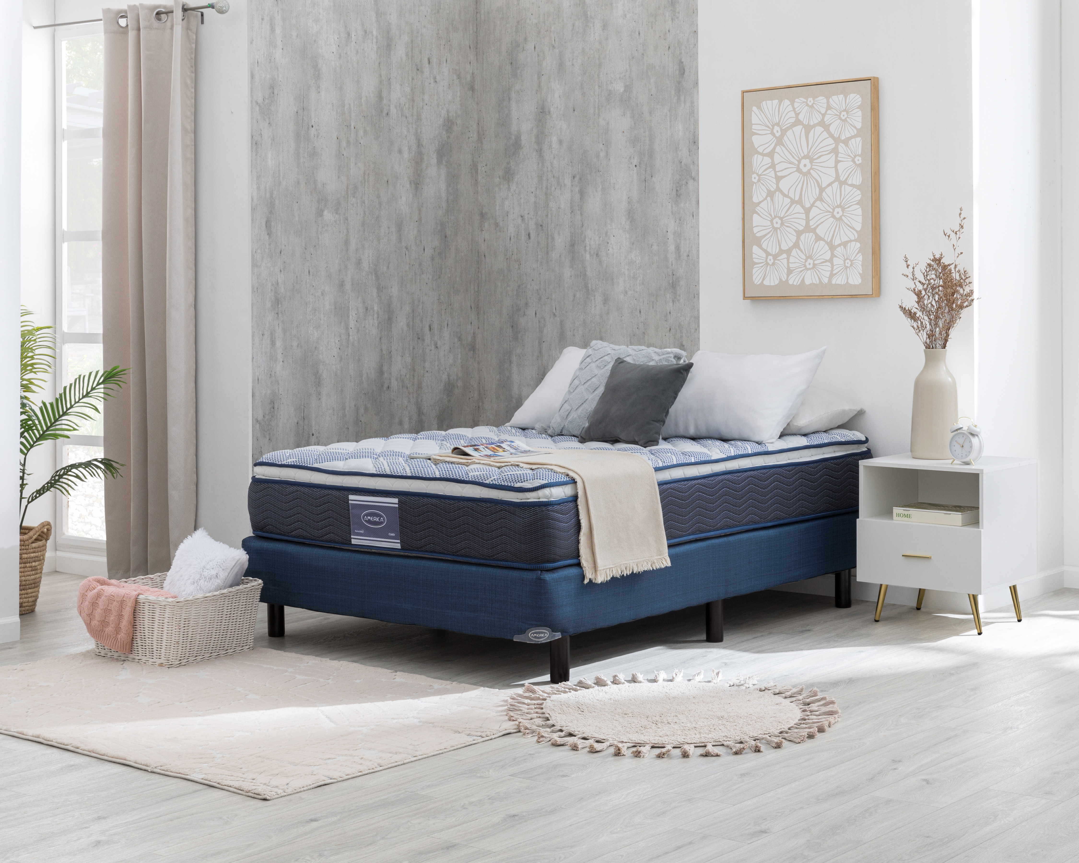 Juego de Colchón y Box Matrimonial América Cadiz