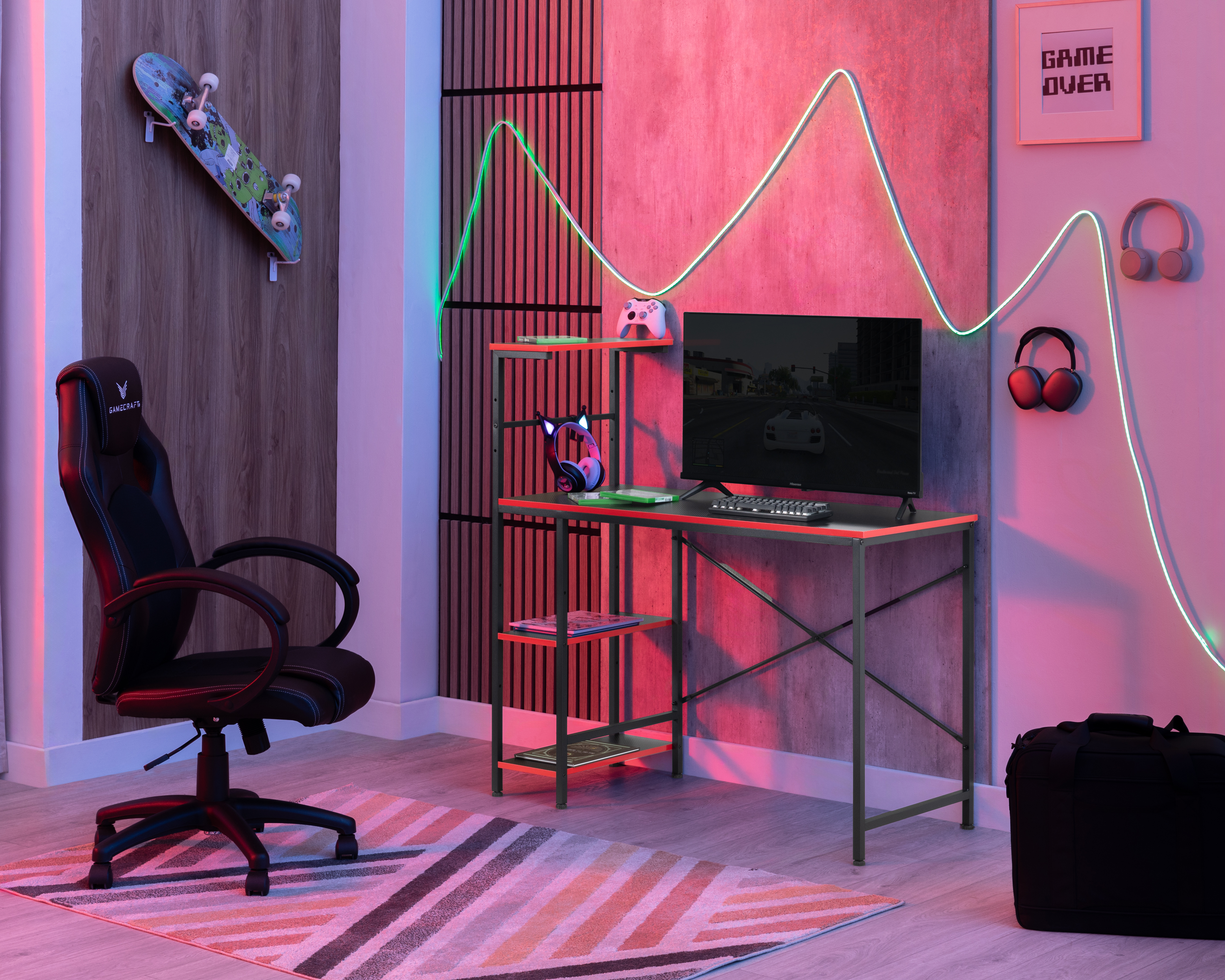 Foto 1 | Foto 1 | Escritorio Gamer Gamecraft con Entrepaños Negro