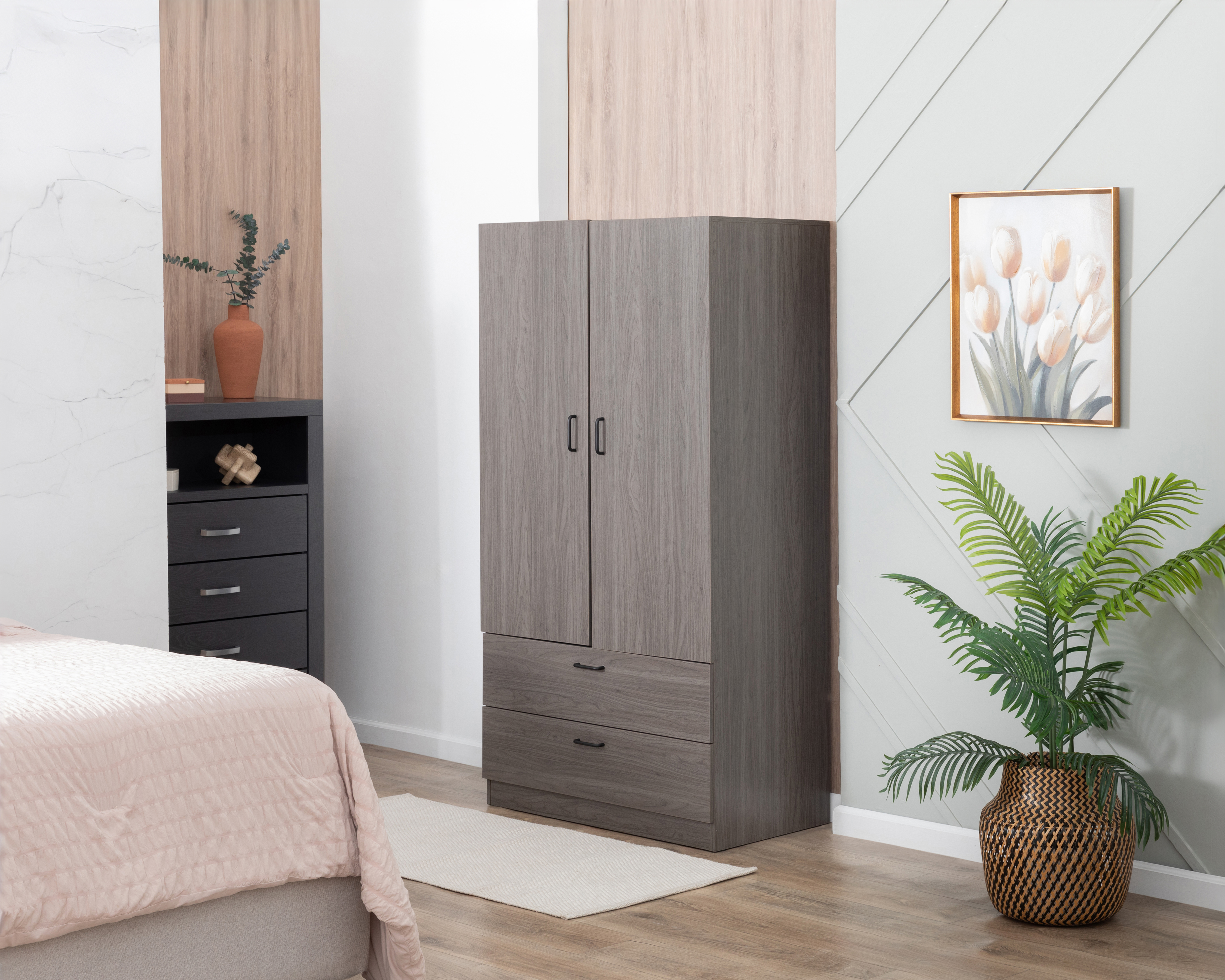 Ropero de Madera Ikal Evan Gris 90.5 cm