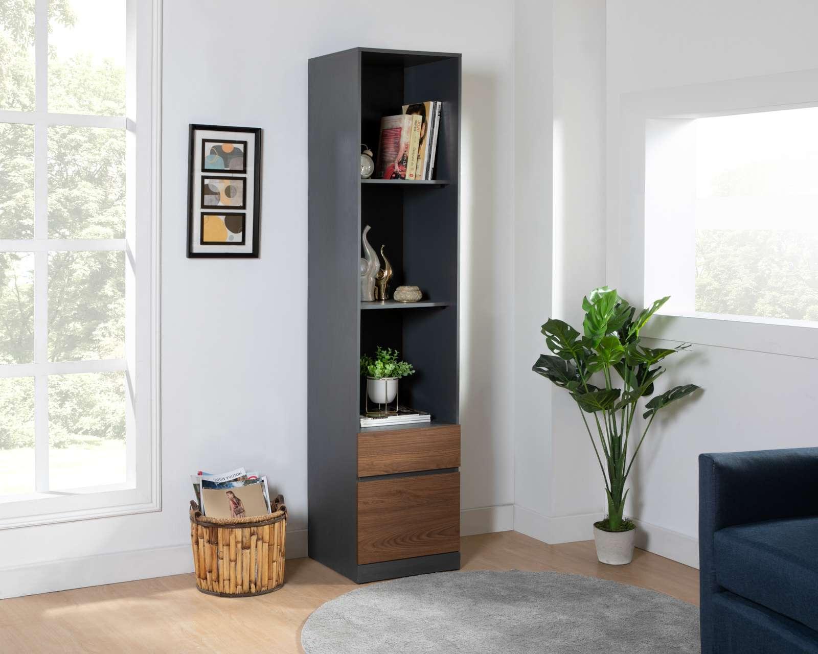 Foto 2 pulgar | Foto 1 | Librero Piero Gris/Nogal