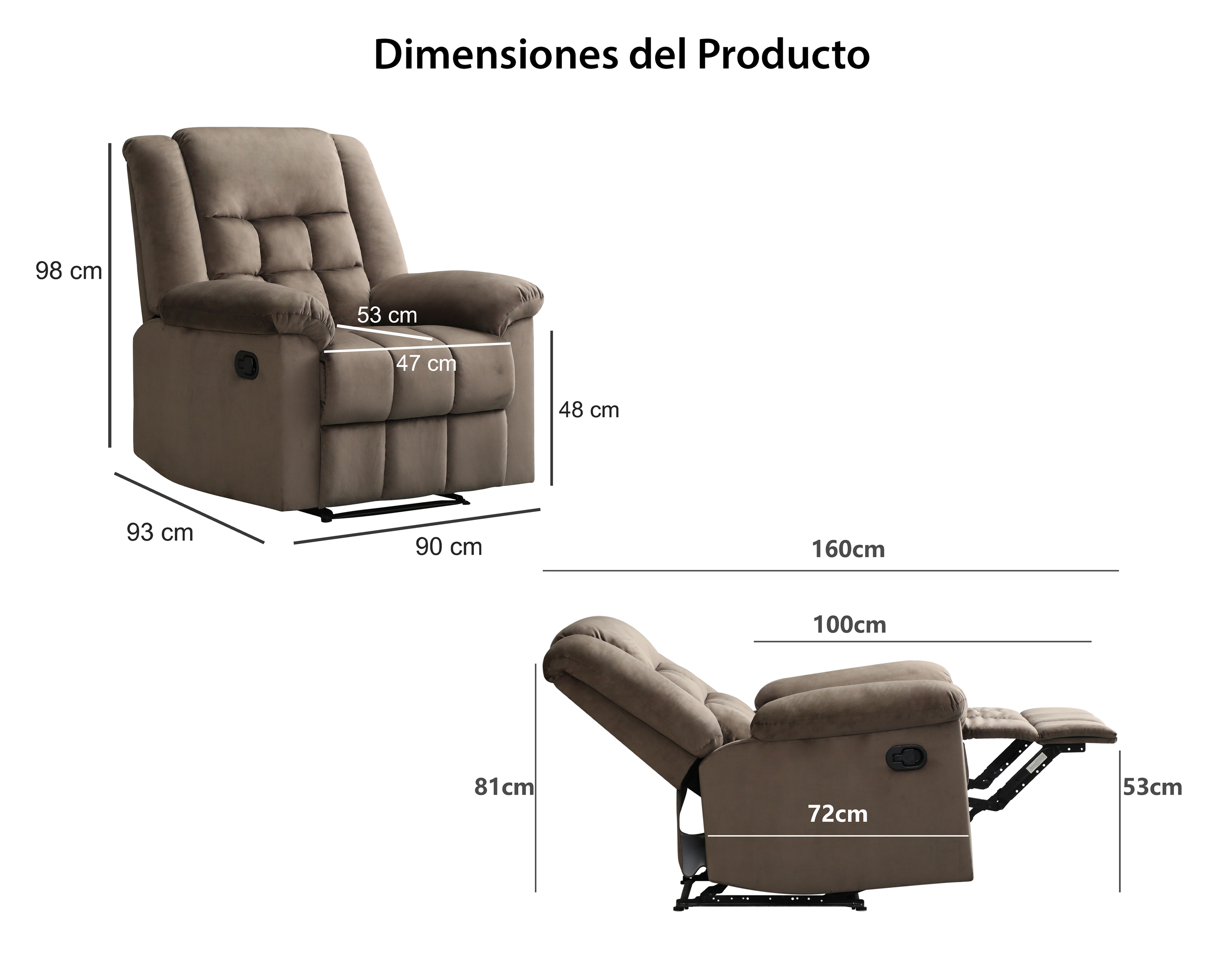 Foto 11 pulgar | Foto 10 | Sillón Reclinable Alicia Café