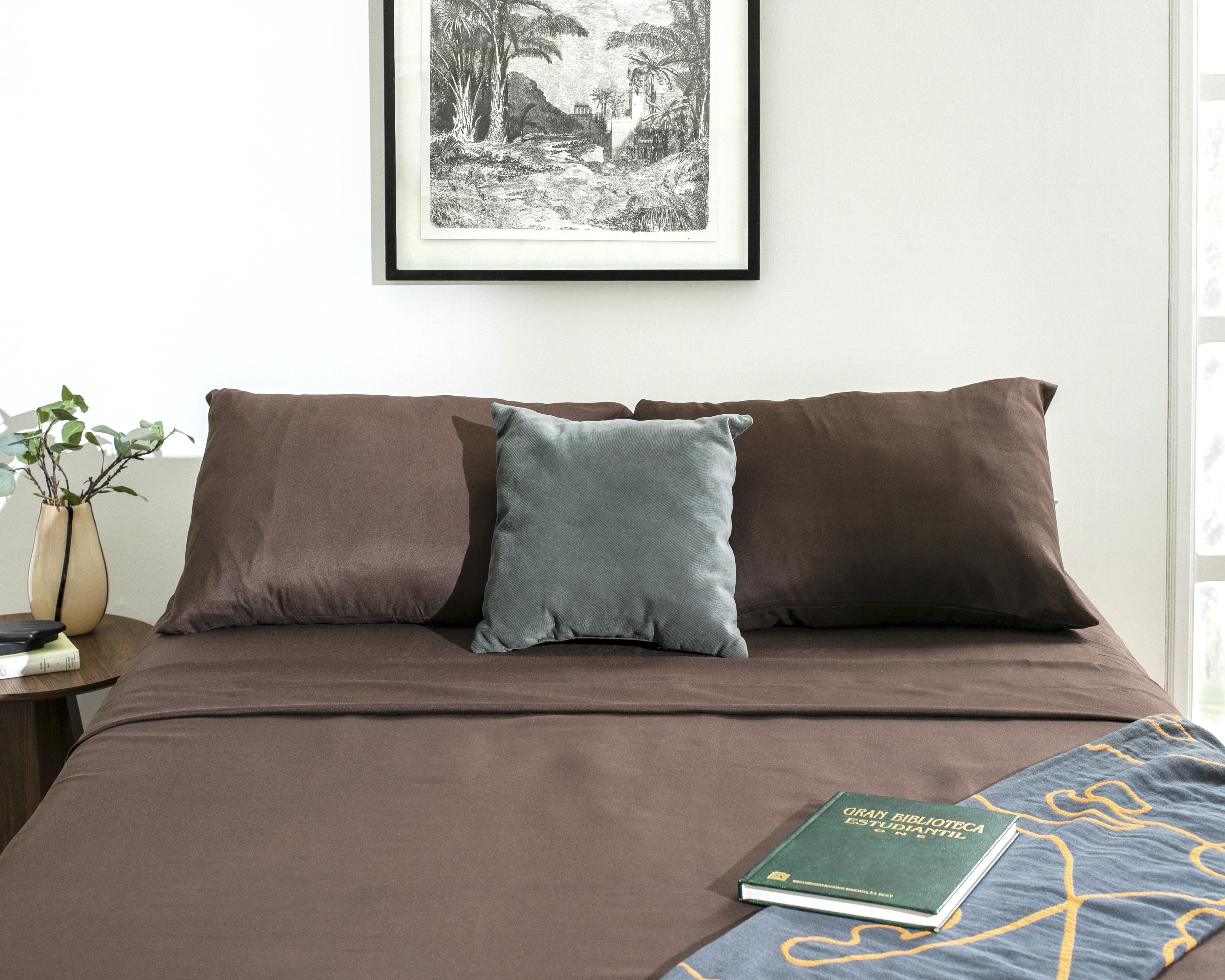 Foto 2 pulgar | Foto 1 | Sábana Matrimonial con Fundas para Almohada Starhaus Lisa Chocolate 4 Piezas