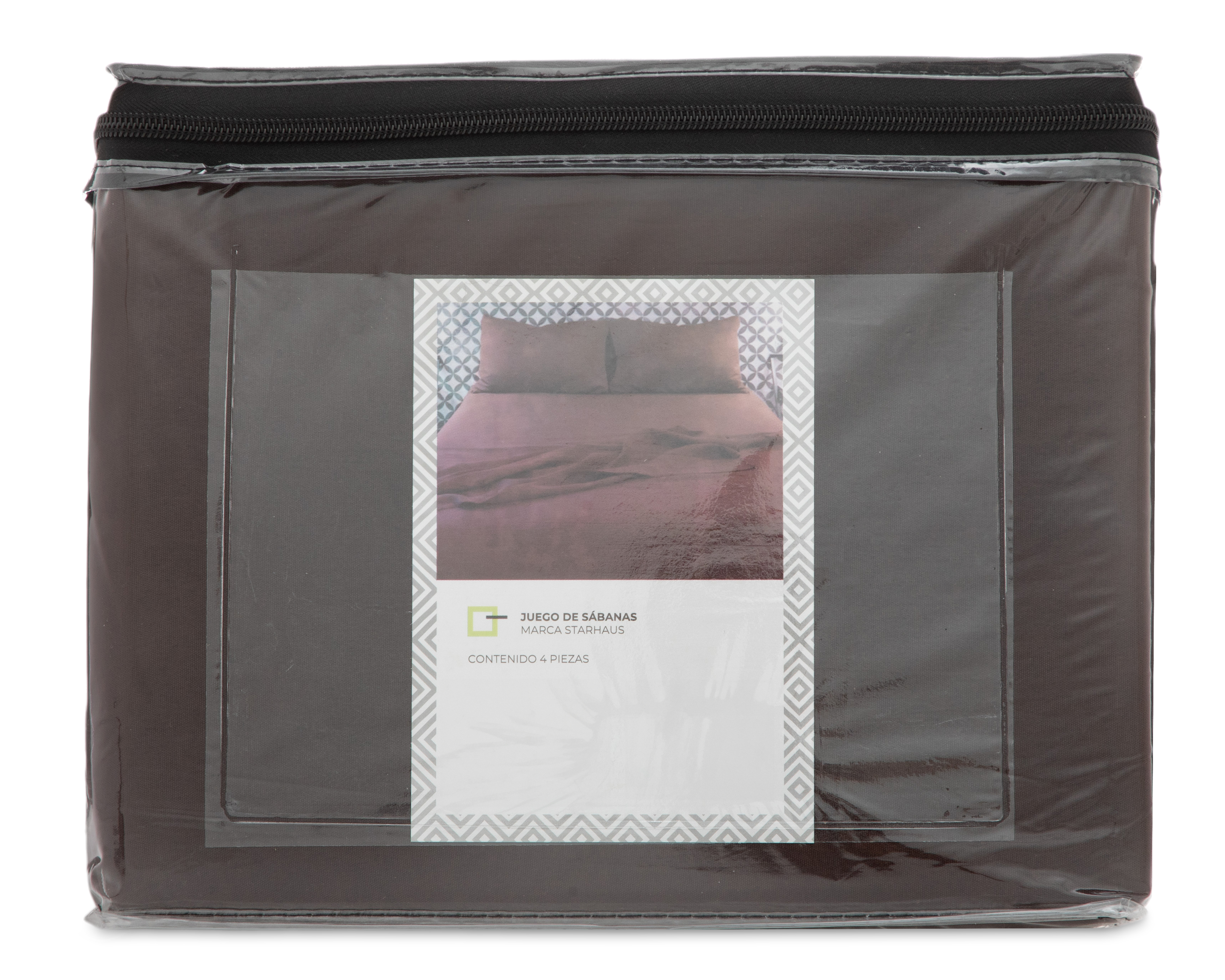 Foto 4 | Foto 4 | Sábana Matrimonial con Fundas para Almohada Starhaus Lisa Chocolate 4 Piezas