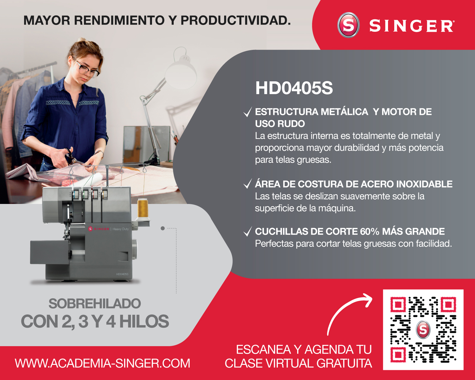 Foto 6 pulgar | Foto 5 | Máquina de Coser Singer Overlock HD0405S