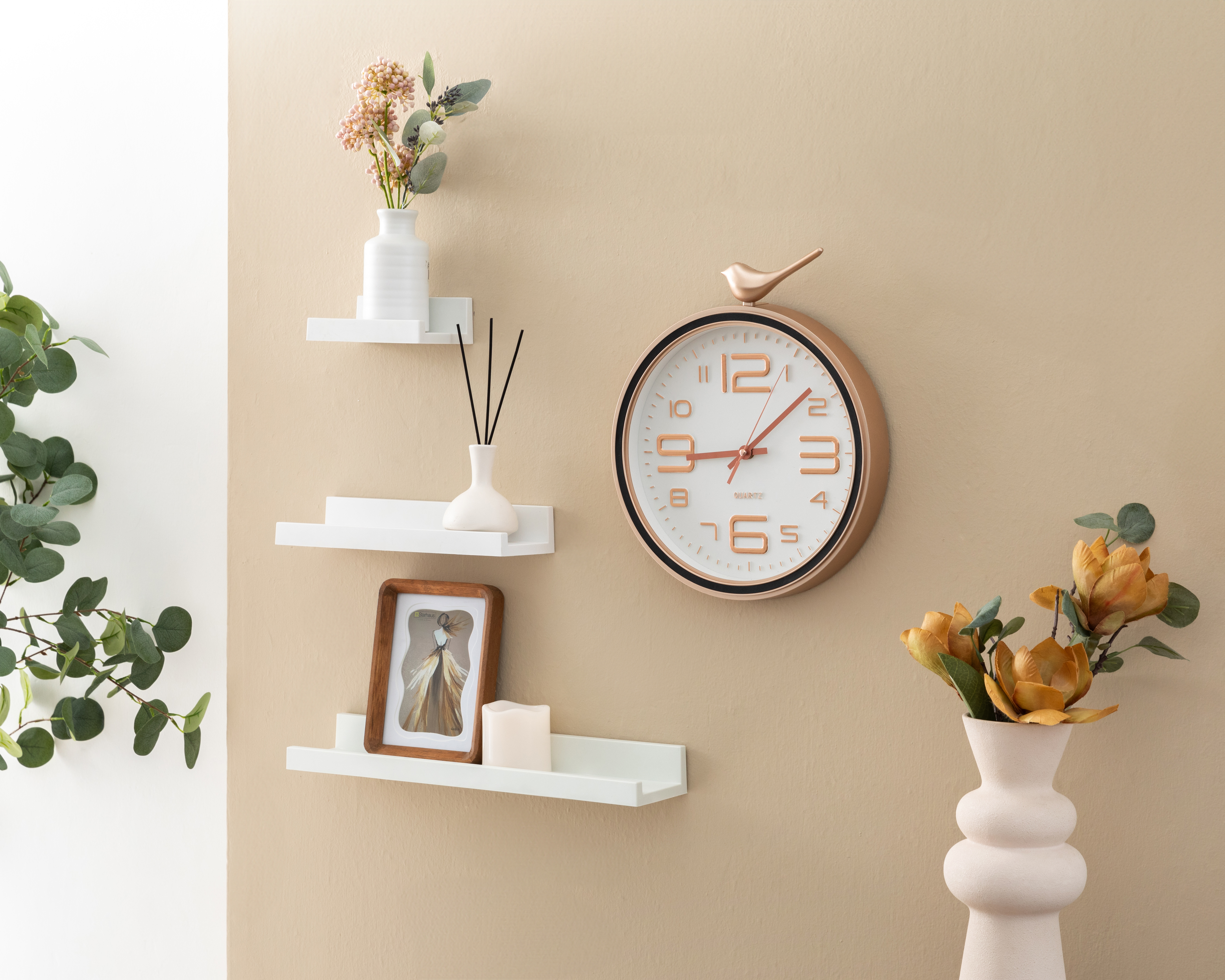 Foto 1 | Foto 1 | Repisas de Plástico Starhaus 3 Piezas con Reloj