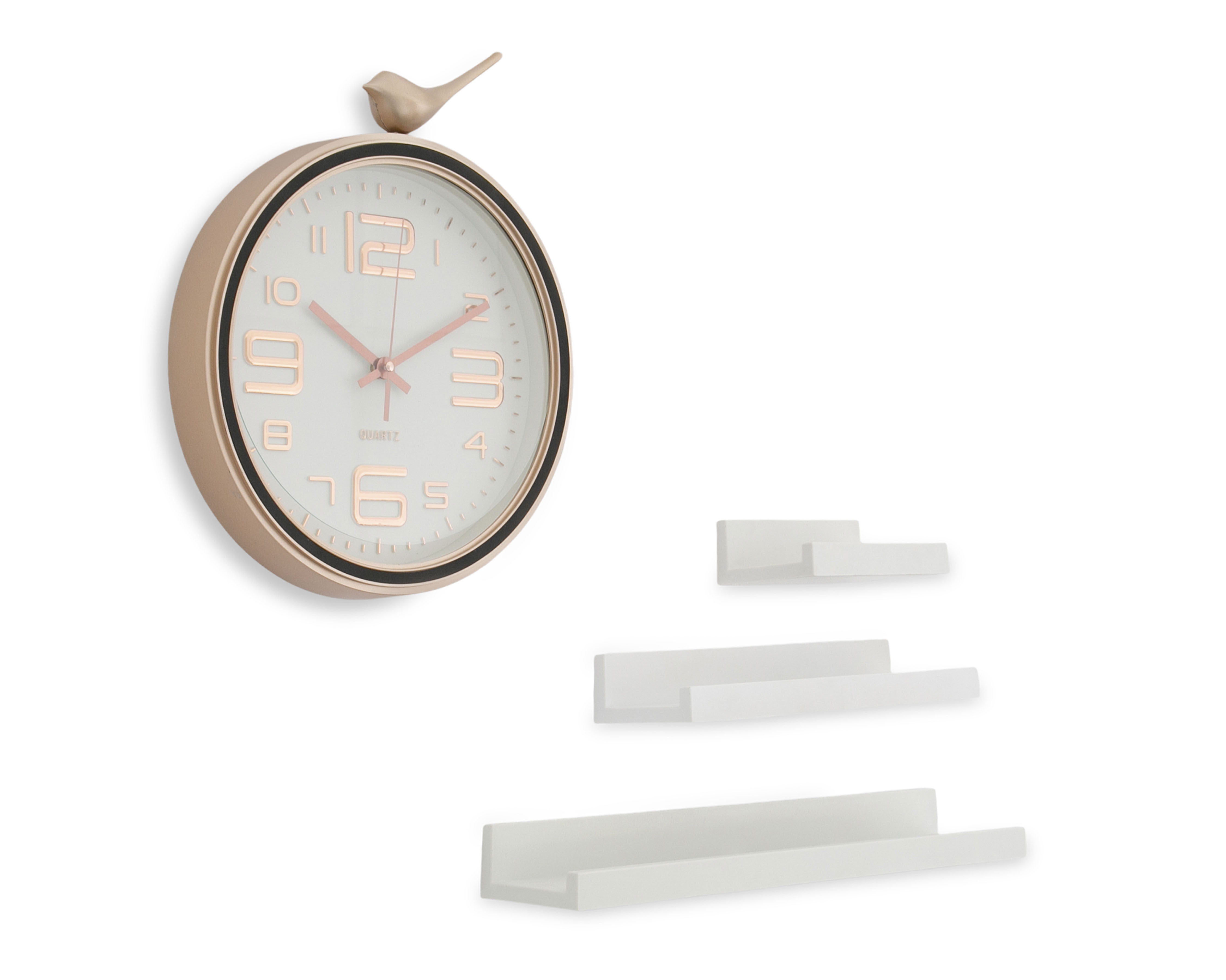 Foto 4 pulgar | Foto 3 | Repisas de Plástico Starhaus 3 Piezas con Reloj