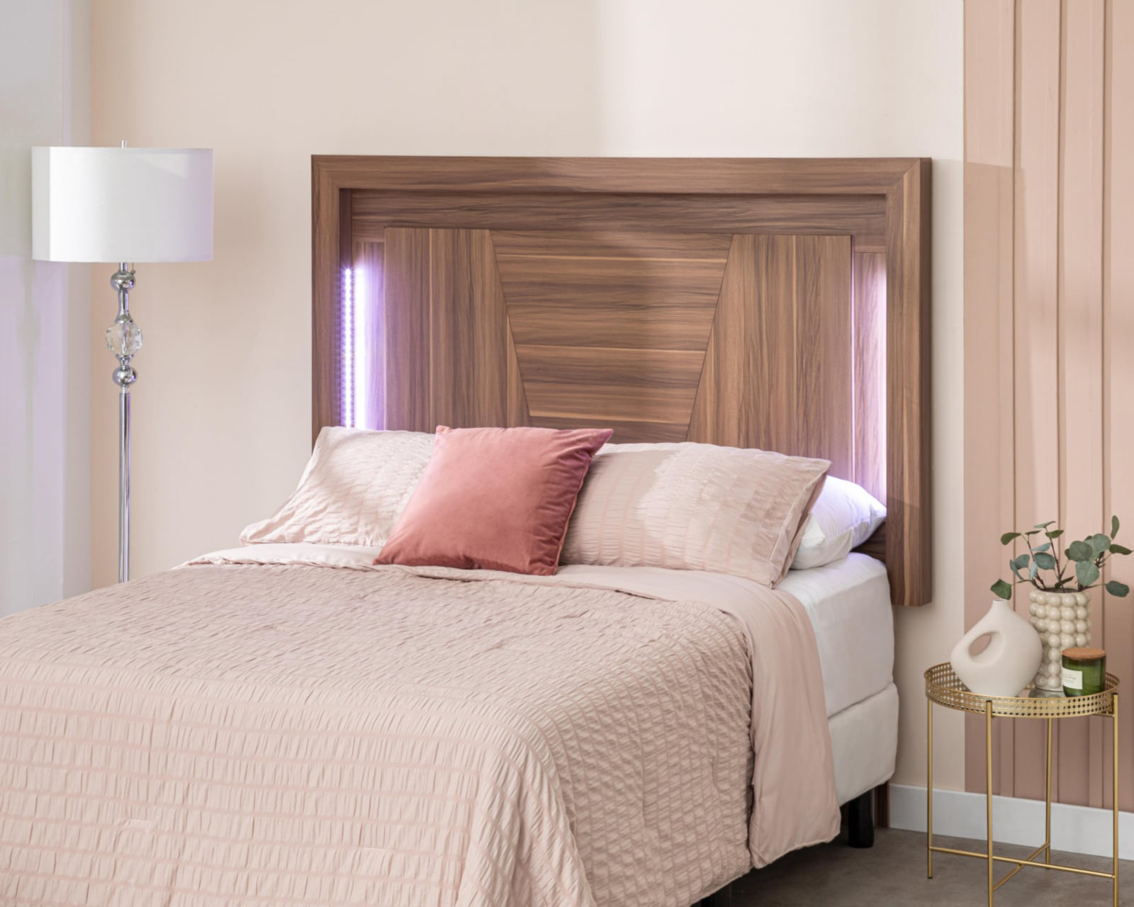 Cabecera Diana Queen Size Nuez con Luz LED