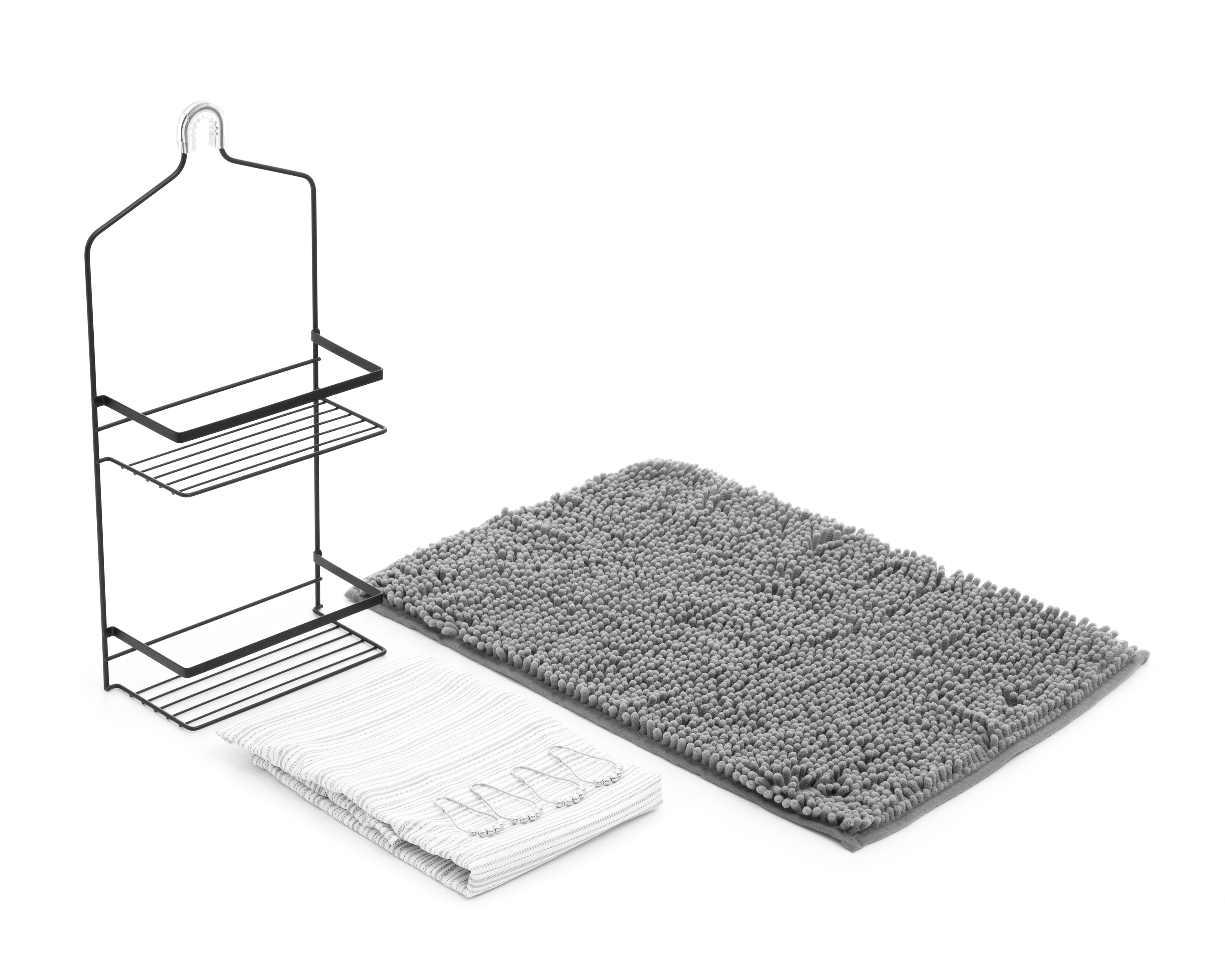 Foto 2 pulgar | Foto 1 | Cortina y Tapete para Baño Starhaus con Organizador 3 Piezas