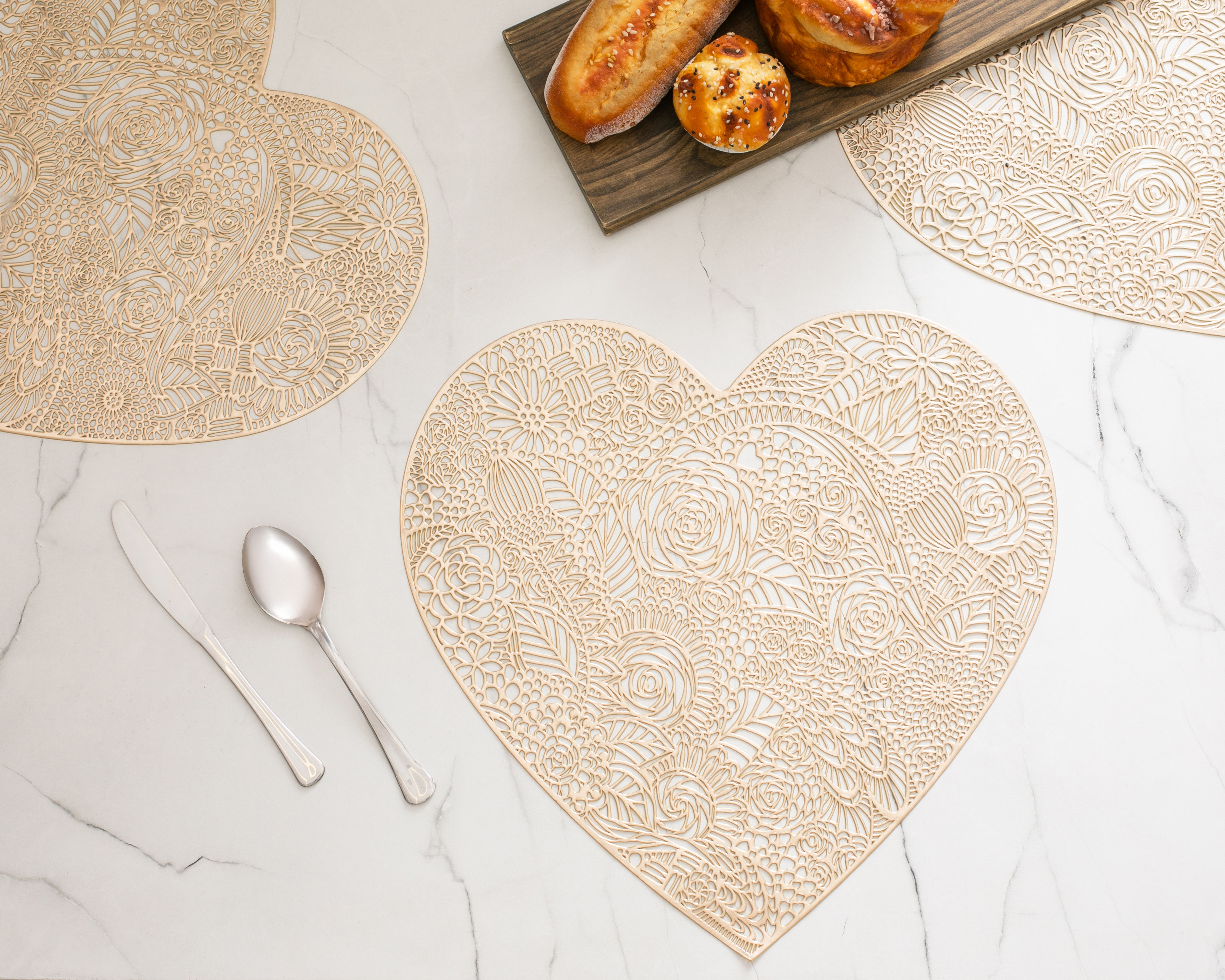 Foto 4 | Foto 4 | Mantel Individual Starhaus Siena Dorado 4 Piezas