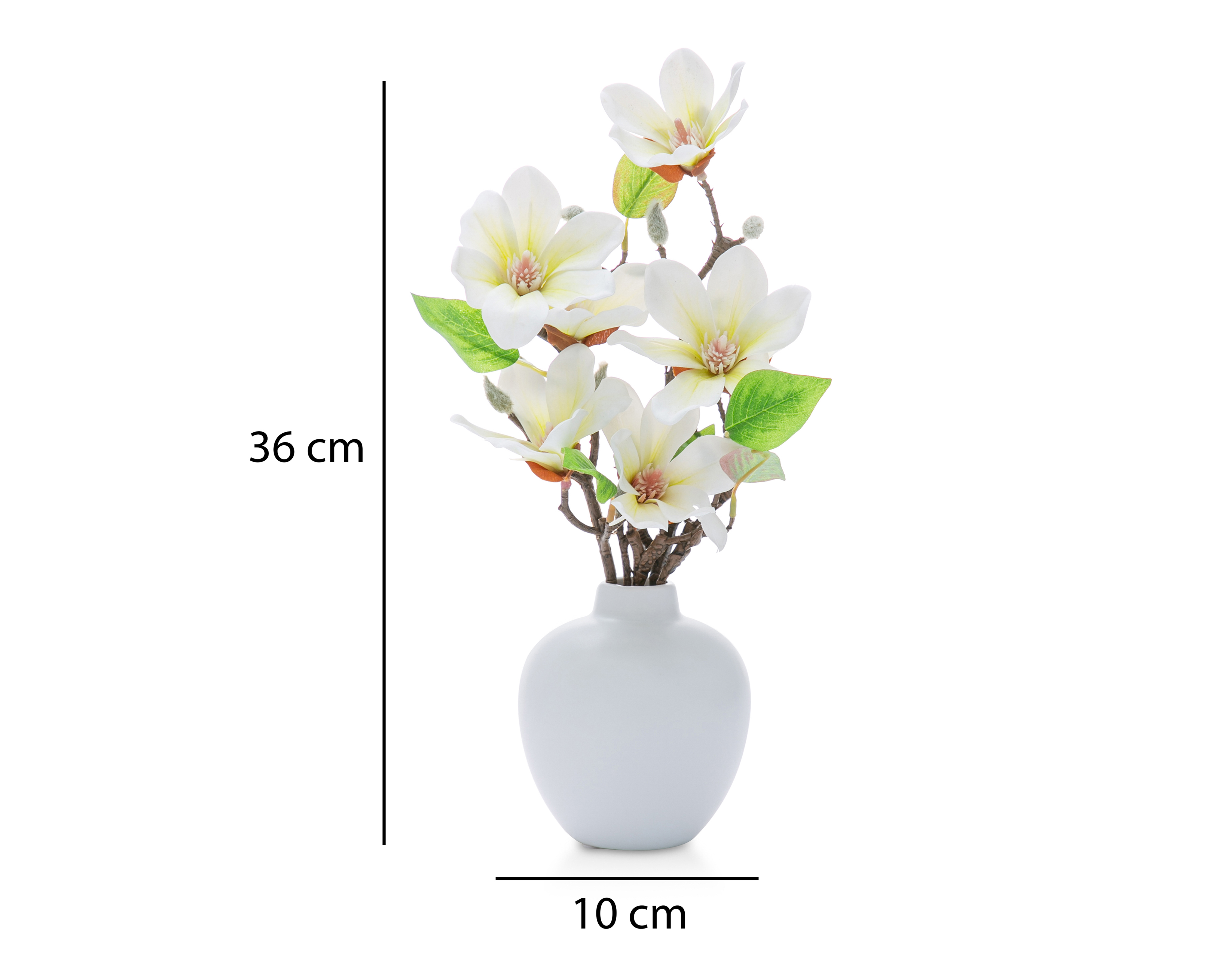 Foto 6 pulgar | Foto 5 | Magnolias Artificiales con Florero Starhaus 36 cm