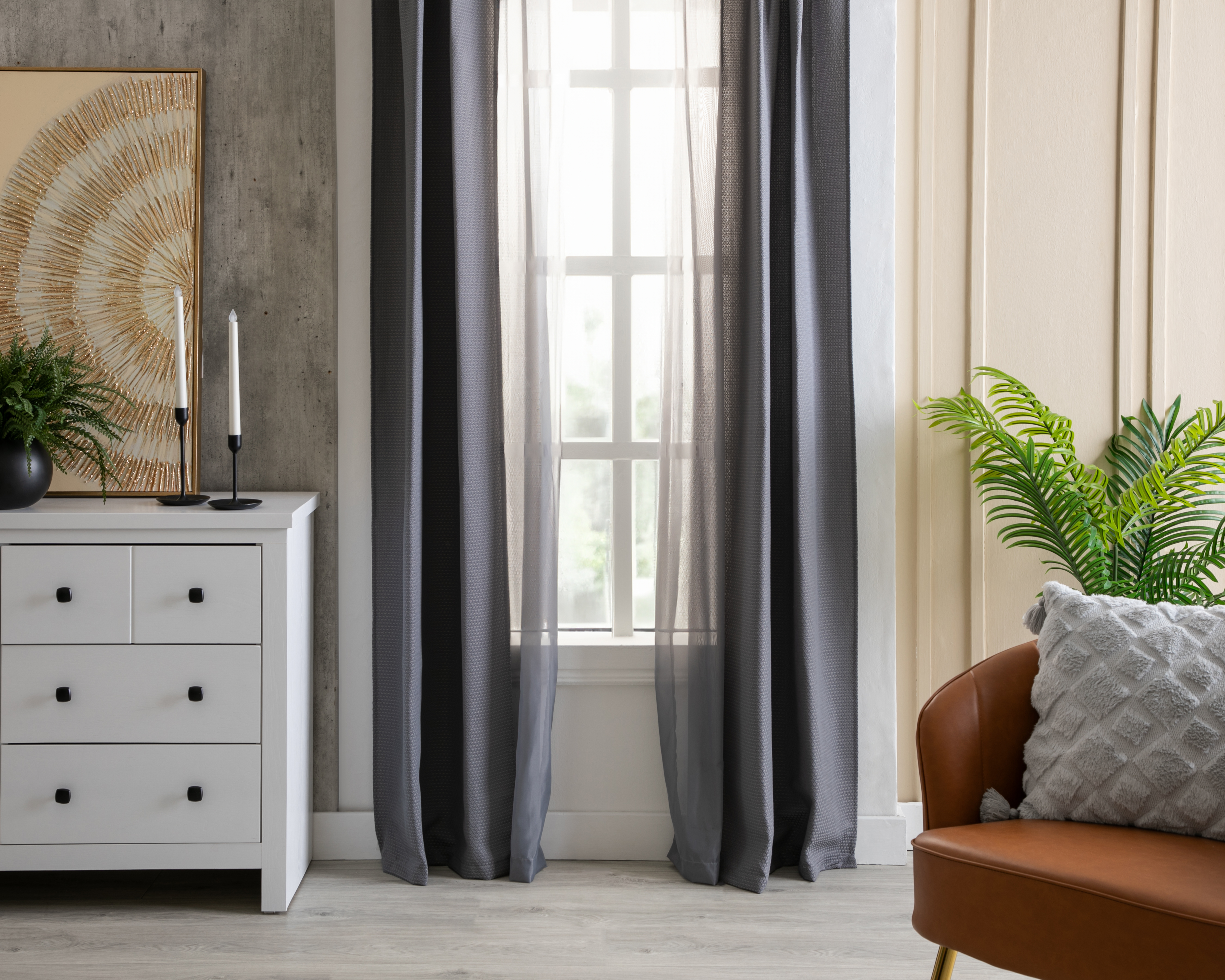 Cortina Zelanda 140 x 225 cm Gris
