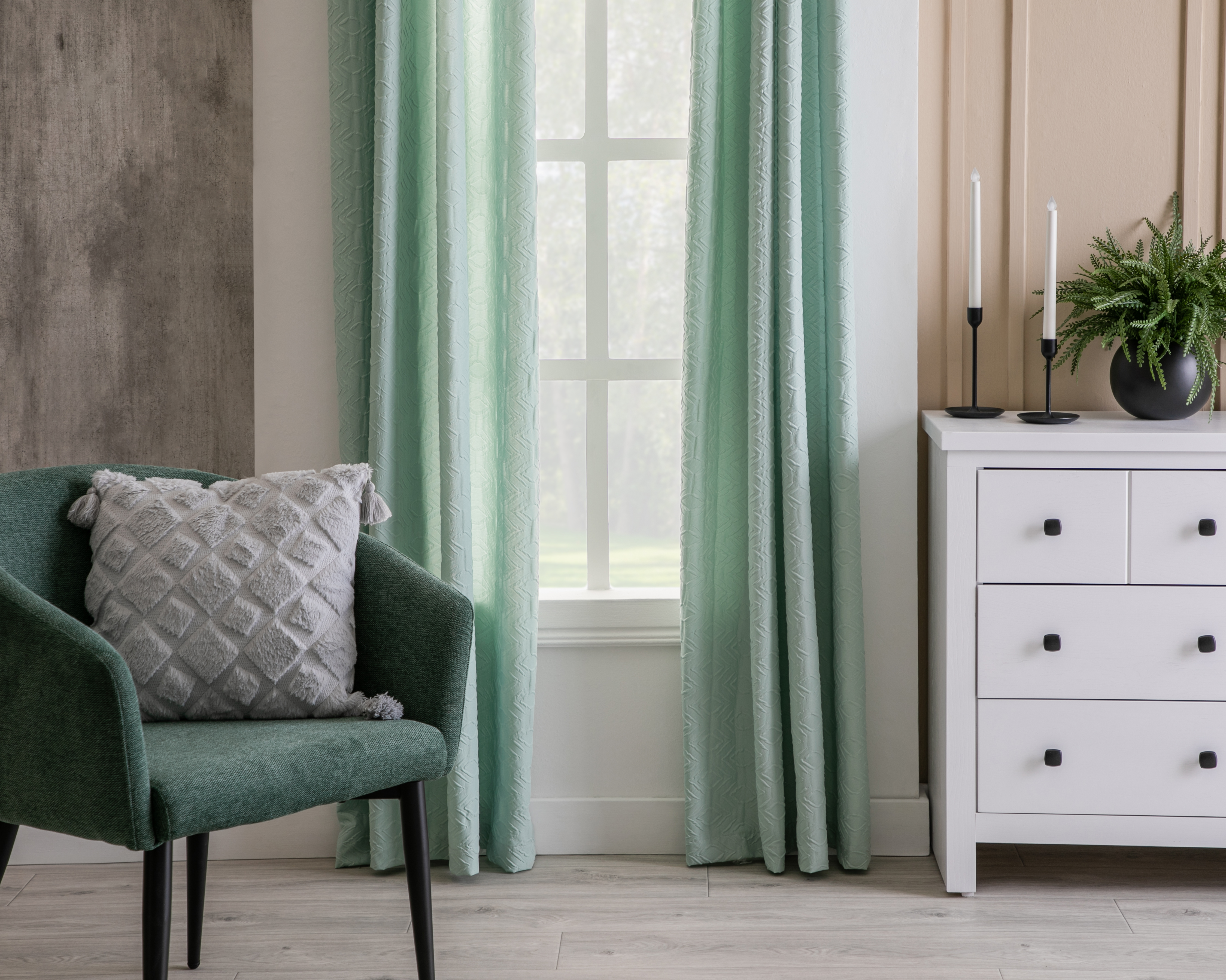 Cortina Textura 3D Nikita 137 x 225 cm Verde
