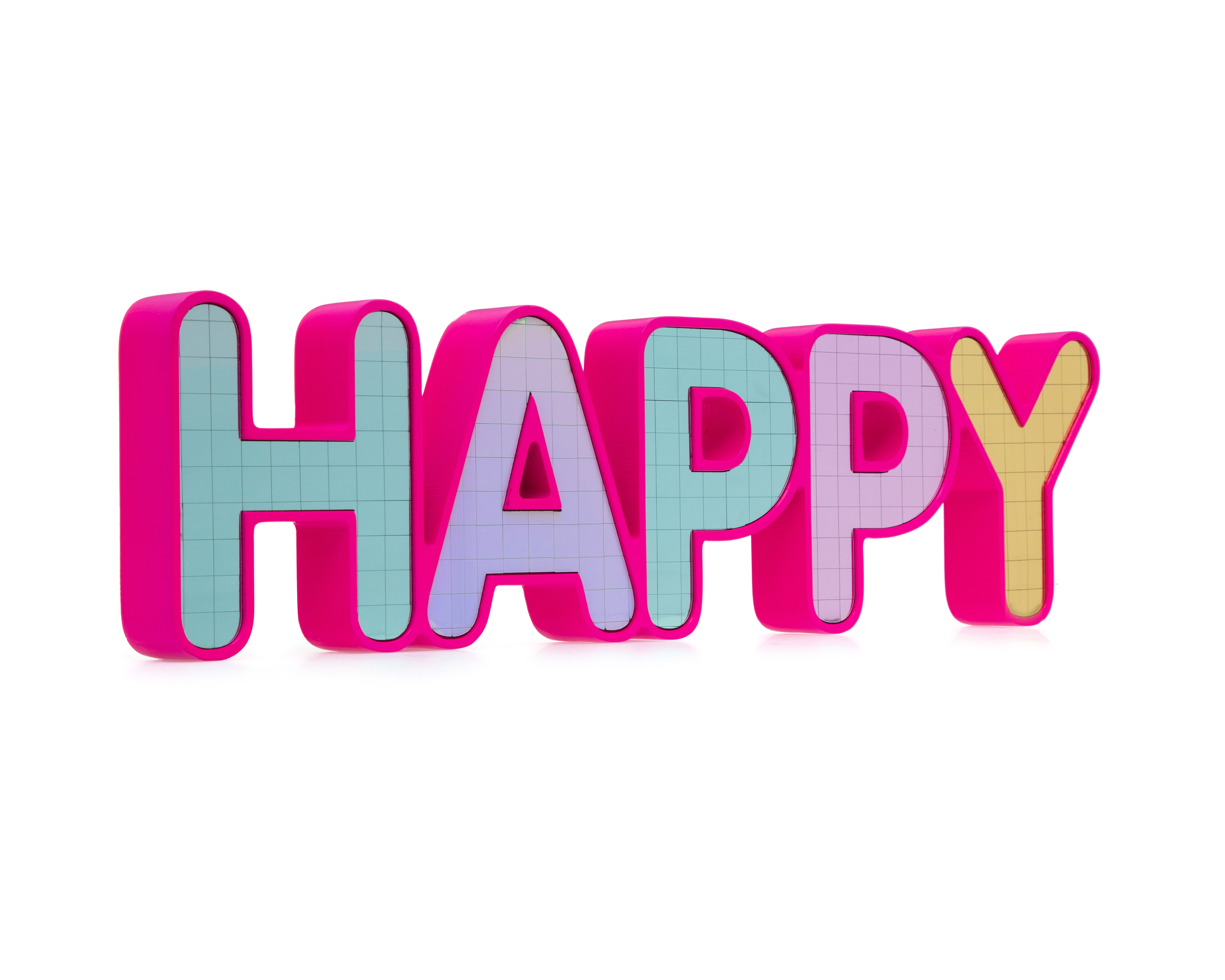Letrero Decorativo Happy de Madera Industrializada