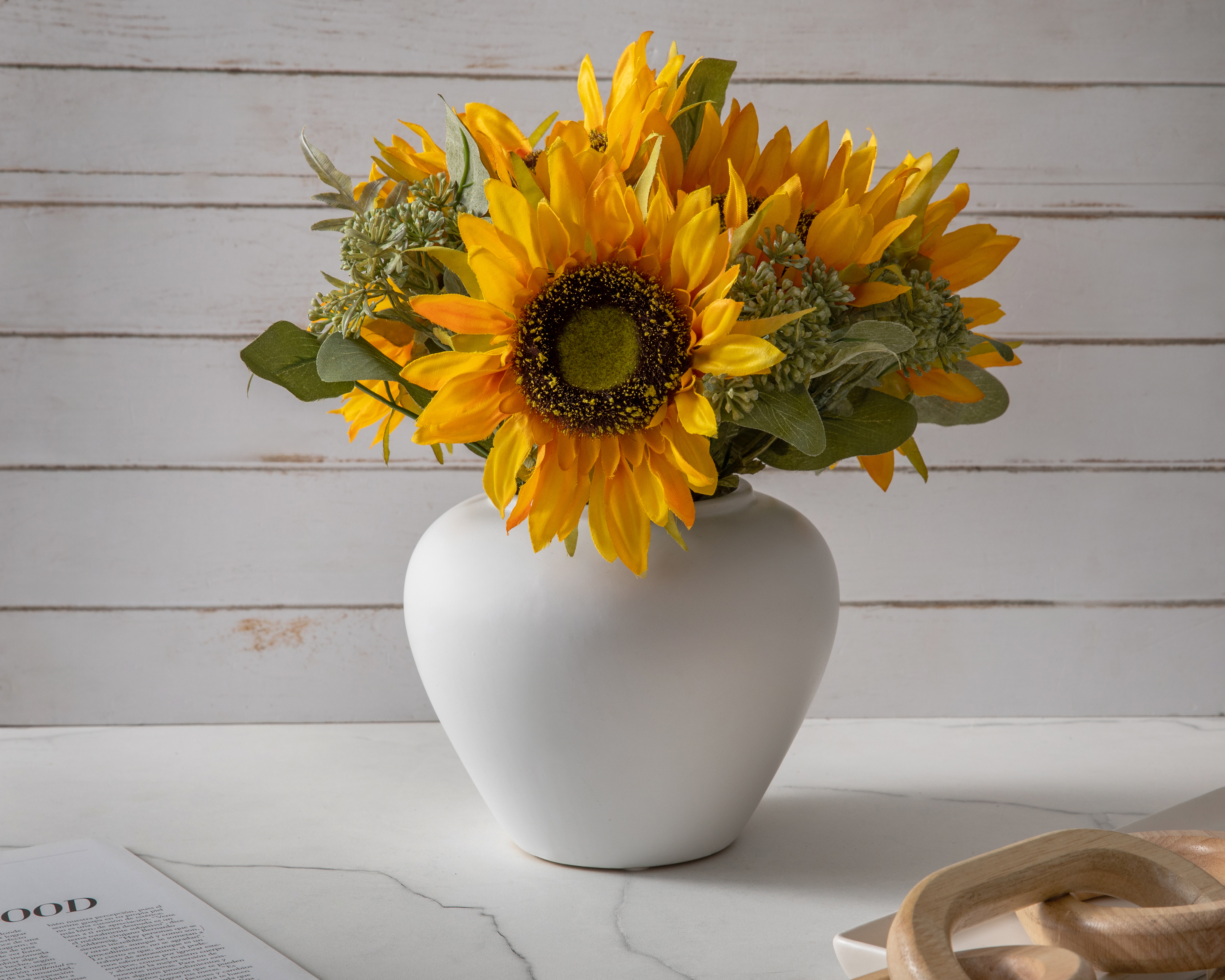 Foto 5 pulgar | Foto 4 | Girasoles Artificiales con Florero Starhaus 33 cm