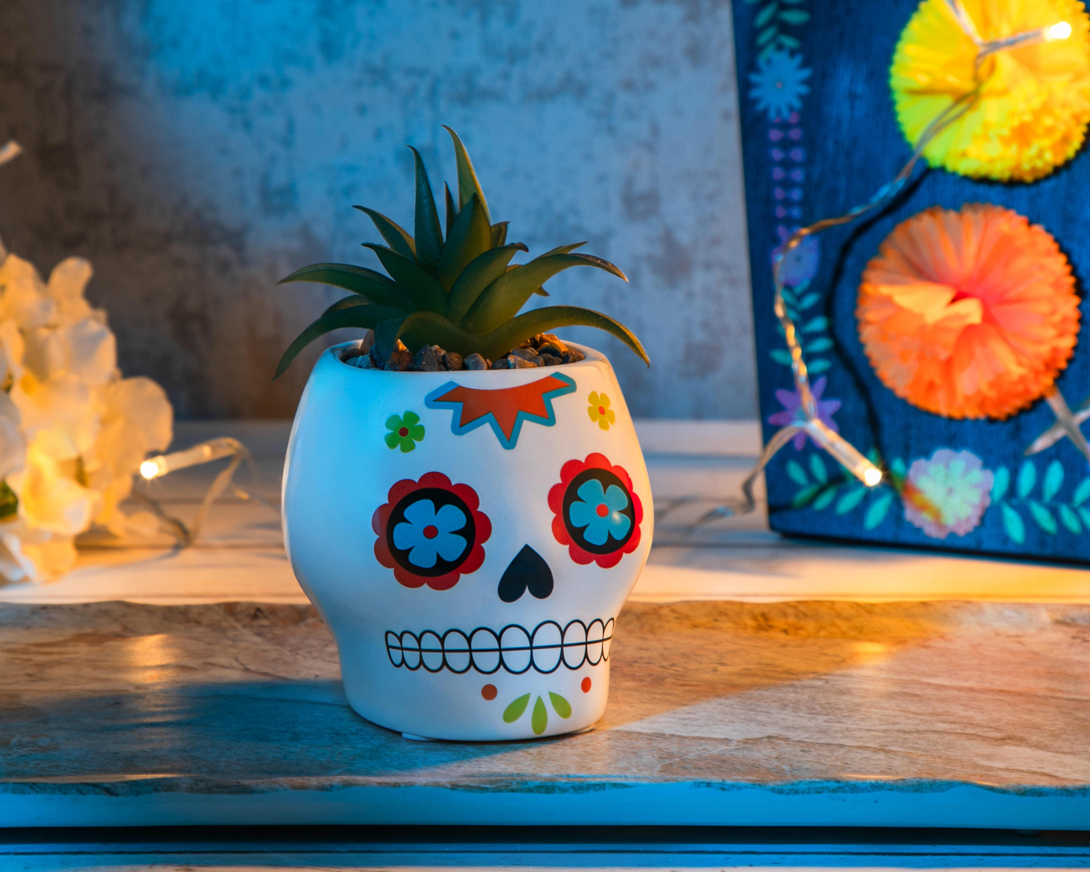 Foto 4 | Foto 4 | Suculenta Artificial con Maceta Día de Muertos Starhaus 9 cm