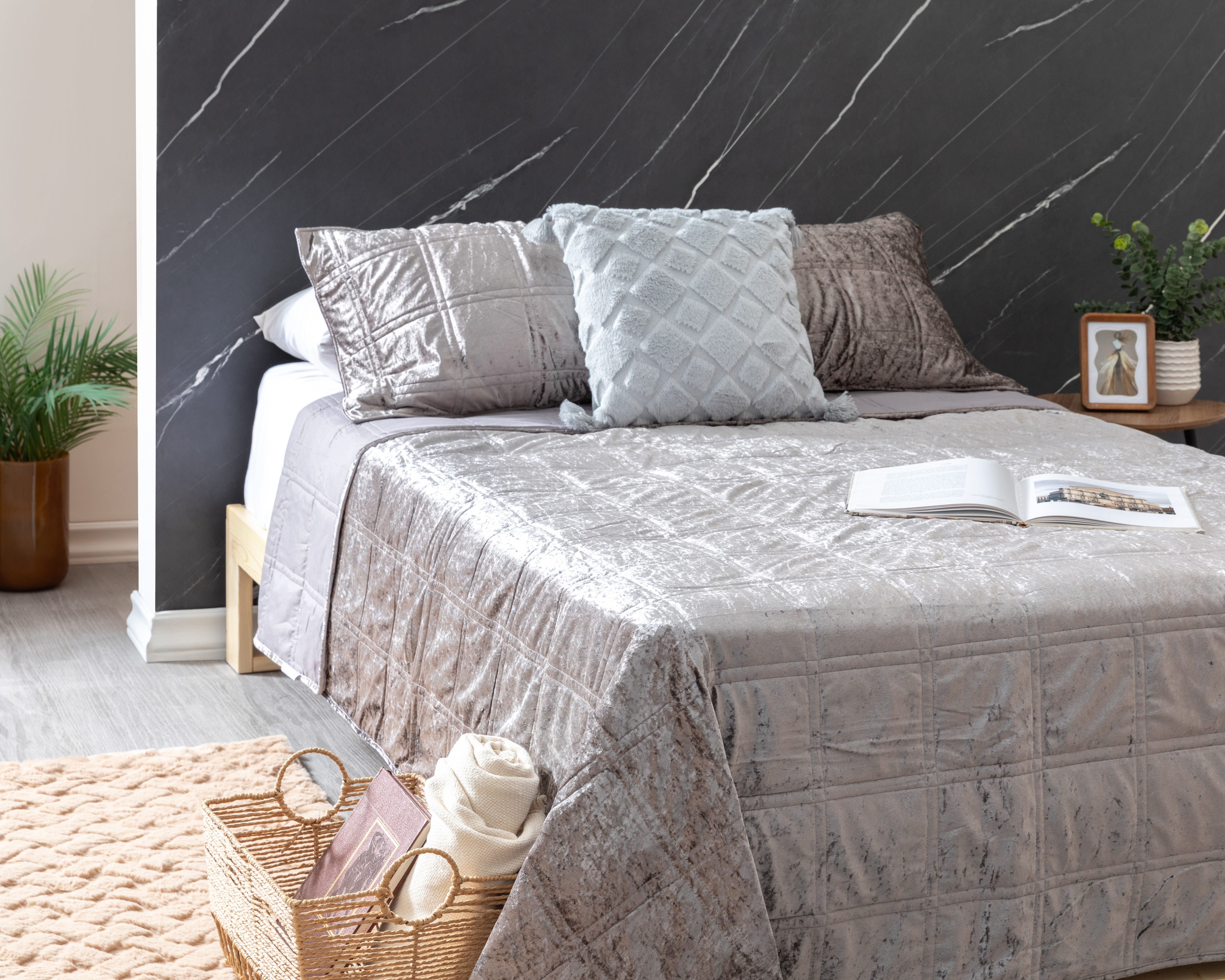 Colcha Matrimonial con Fundas Starhaus Spark Plateado 3 Piezas
