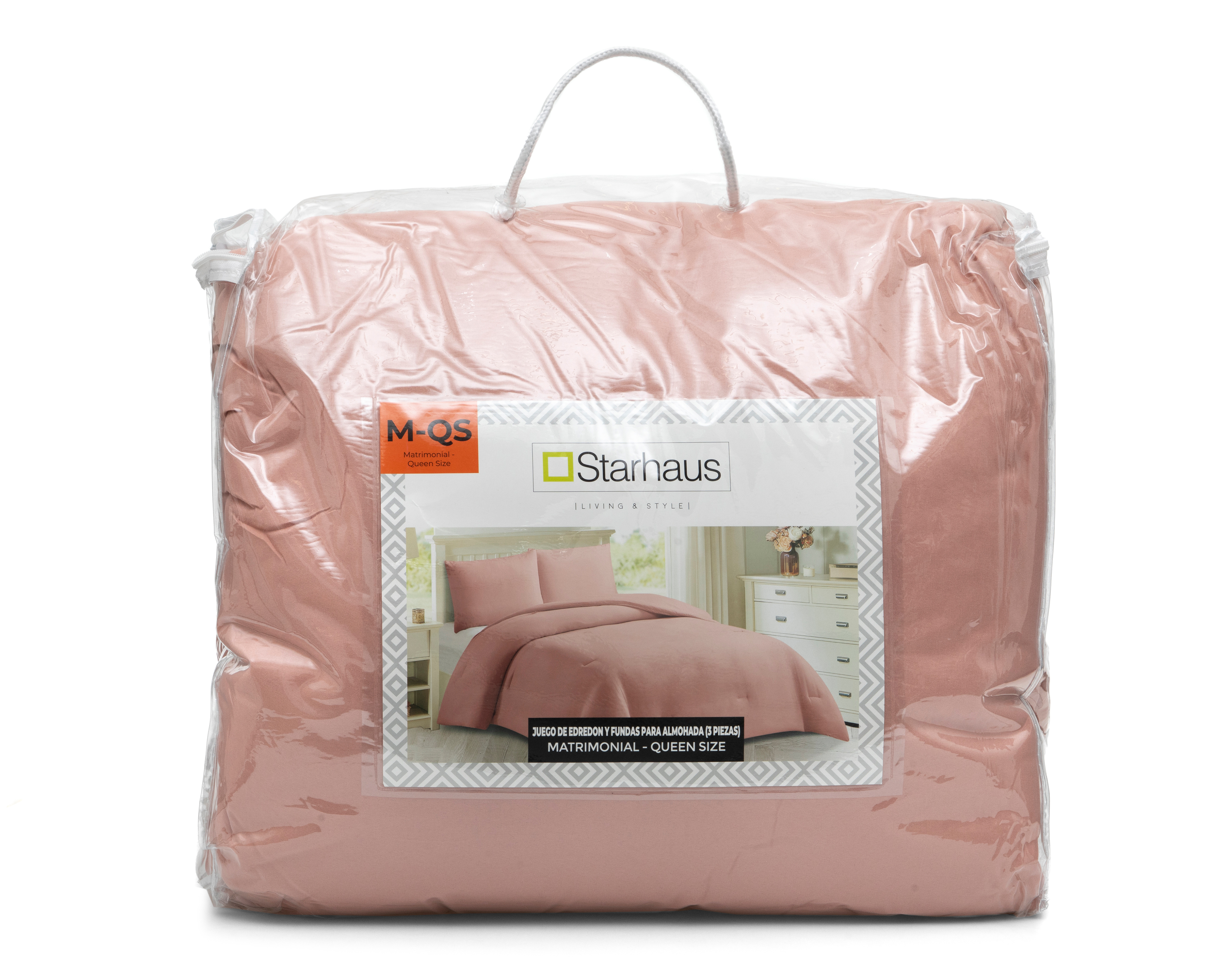 Foto 5 pulgar | Foto 4 | Edredón Matrimonial/Queen Size con Fundas para Almohada Starhaus Lamar Rosa 3 Piezas